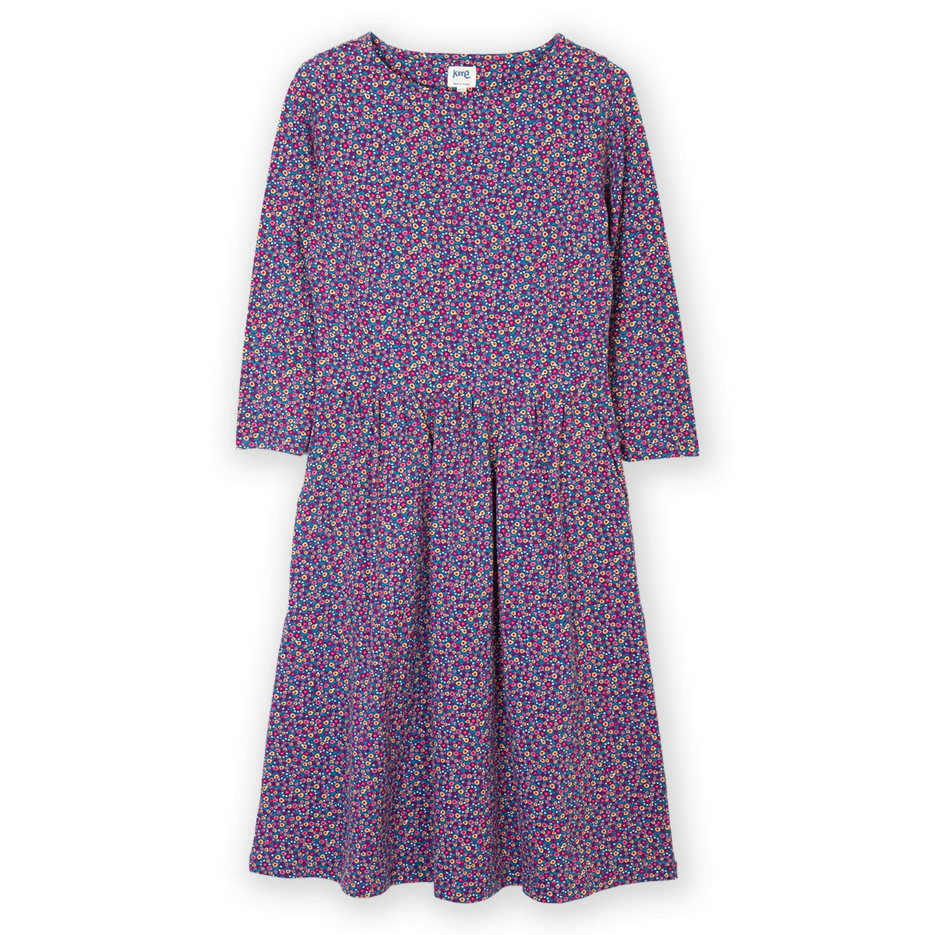 Organic Berry Ditsy Beechwood Jersey Dress , view 2 of 4