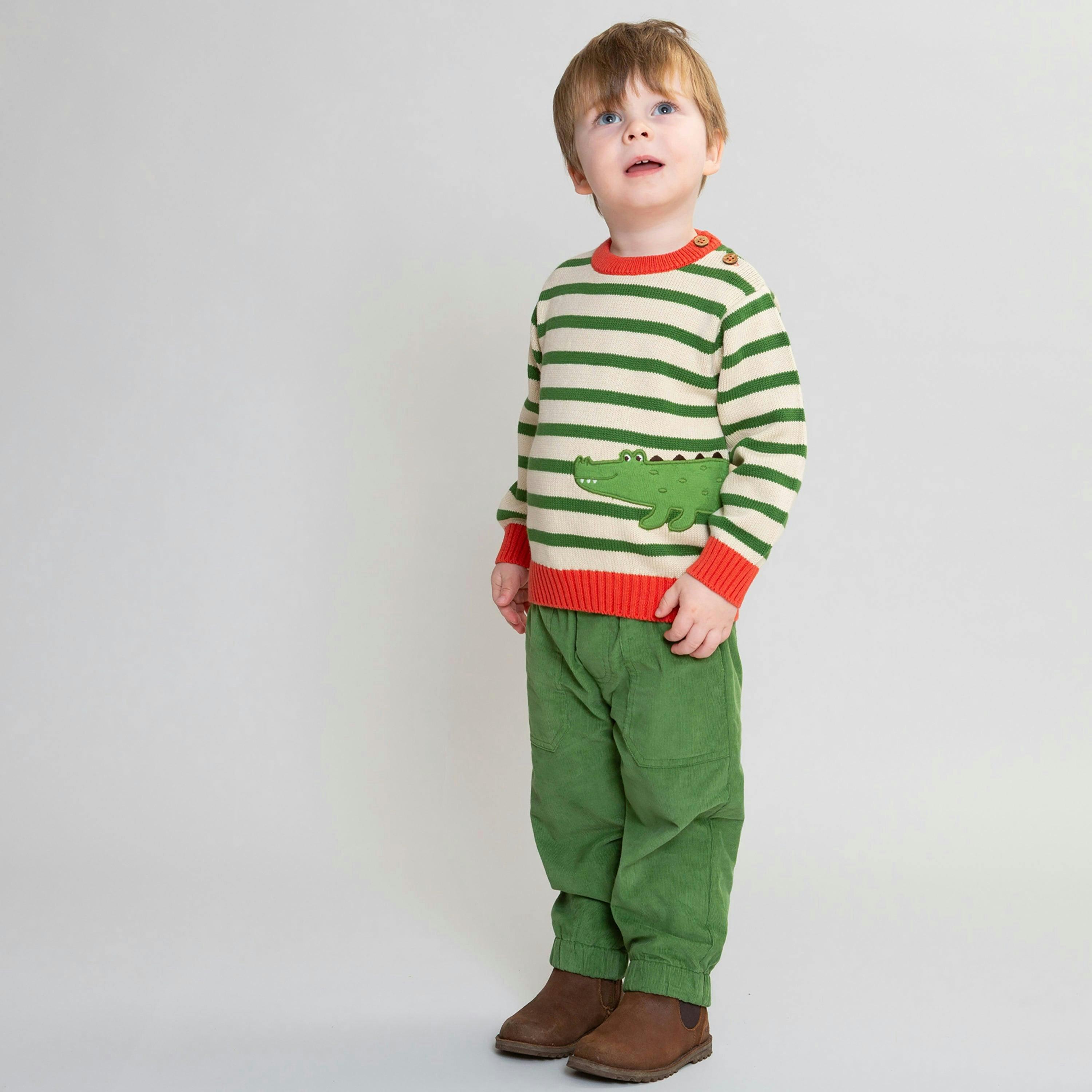Kids Organic Cosy Cords Olive , view 2 of 5