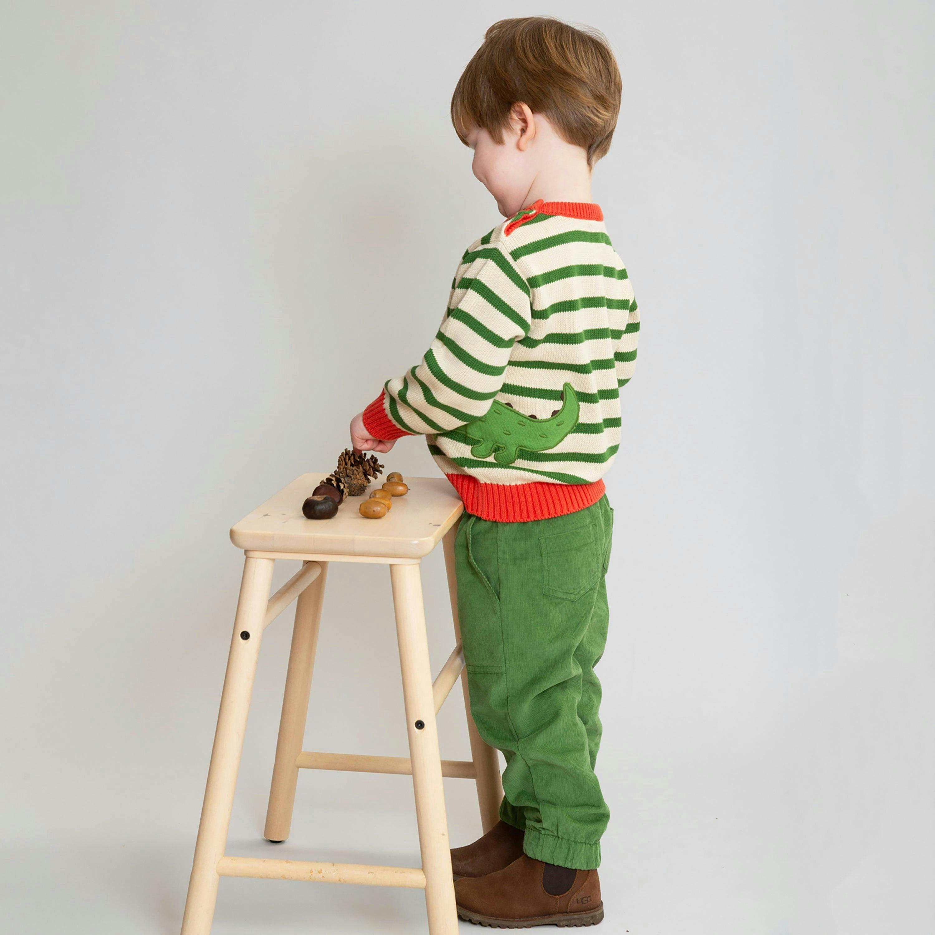 Kids Organic Cosy Cords Olive , view 3 of 5