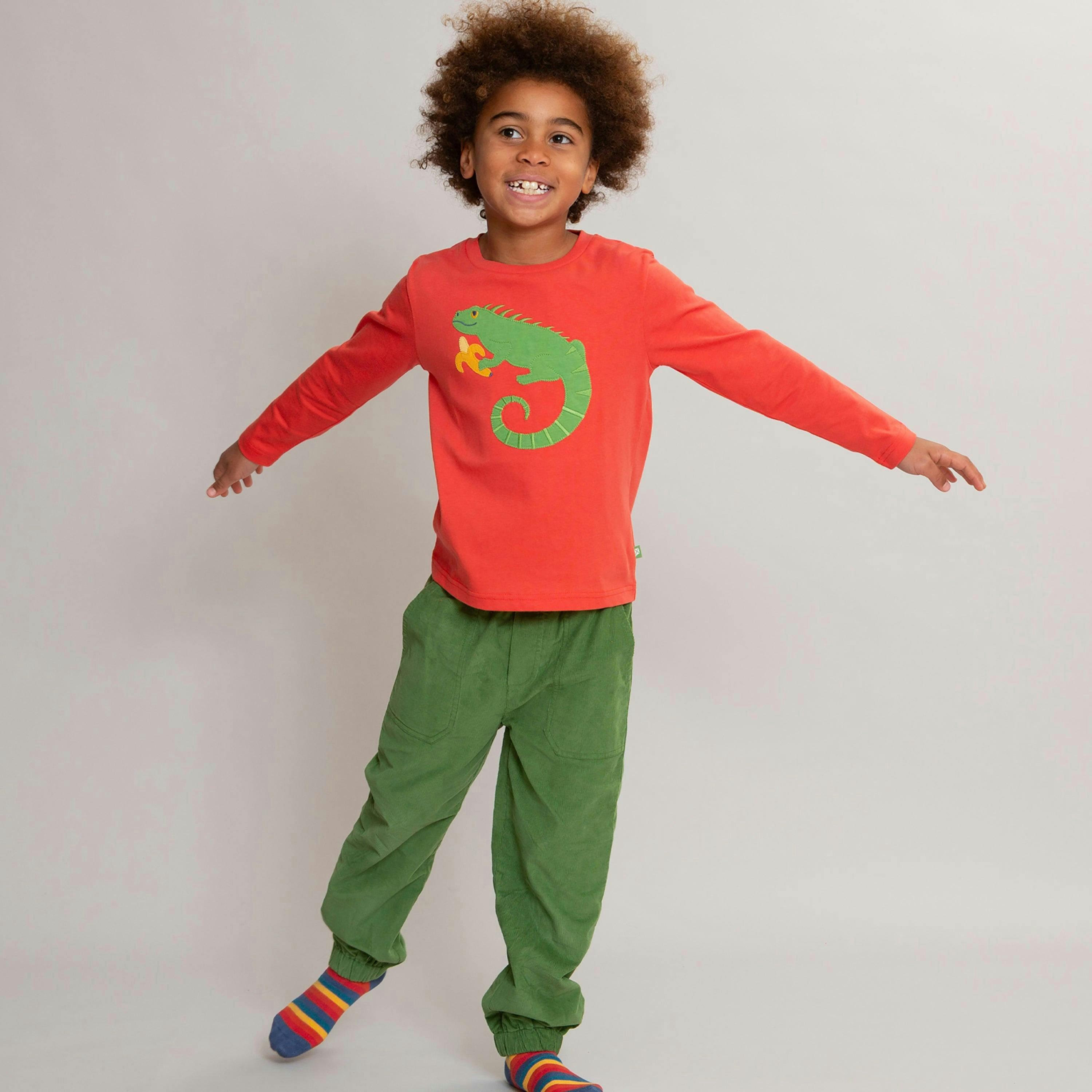 Kids Organic Cosy Cords Olive , view 4 of 5