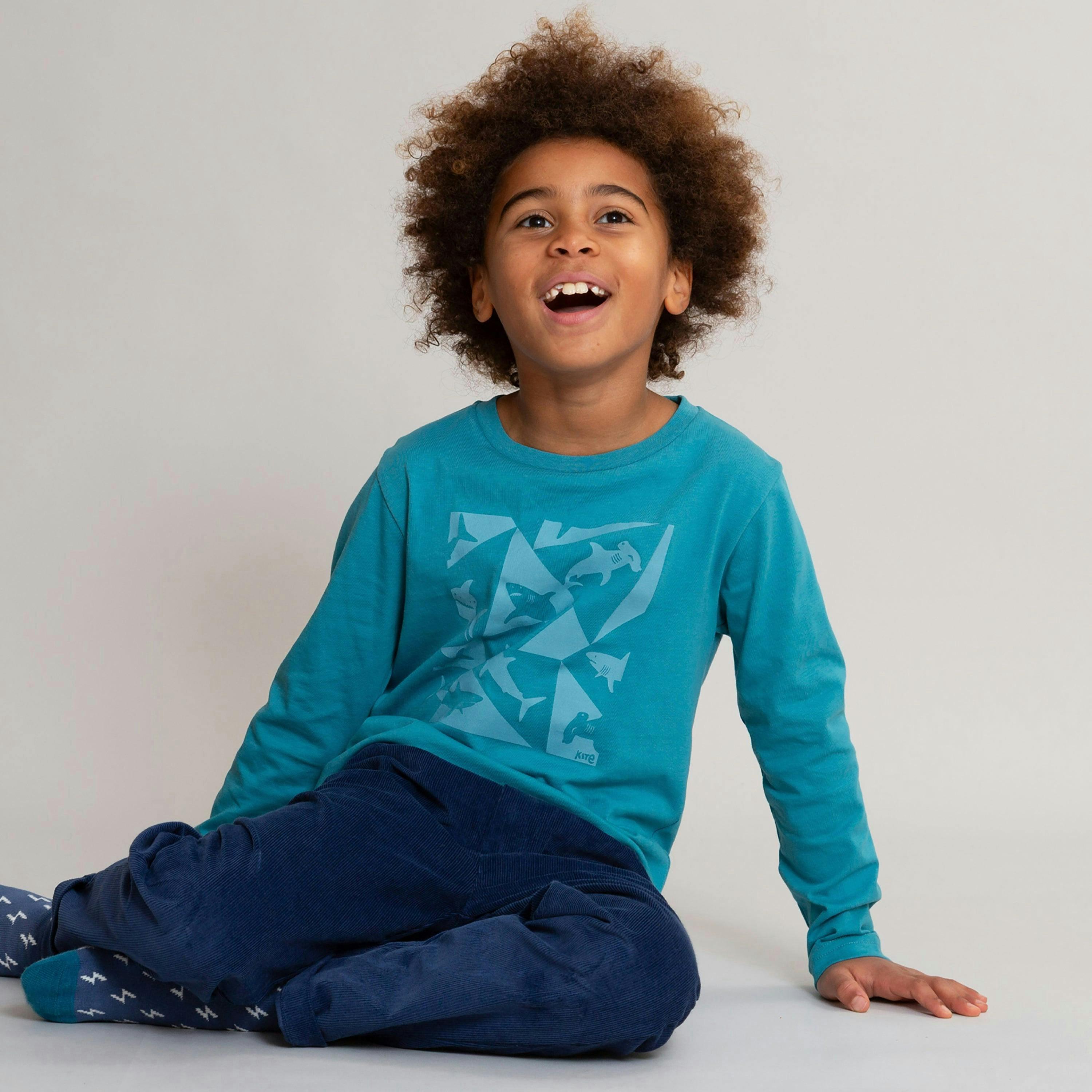 Kids Organic Geo Shark T-Shirt , view 2 of 4