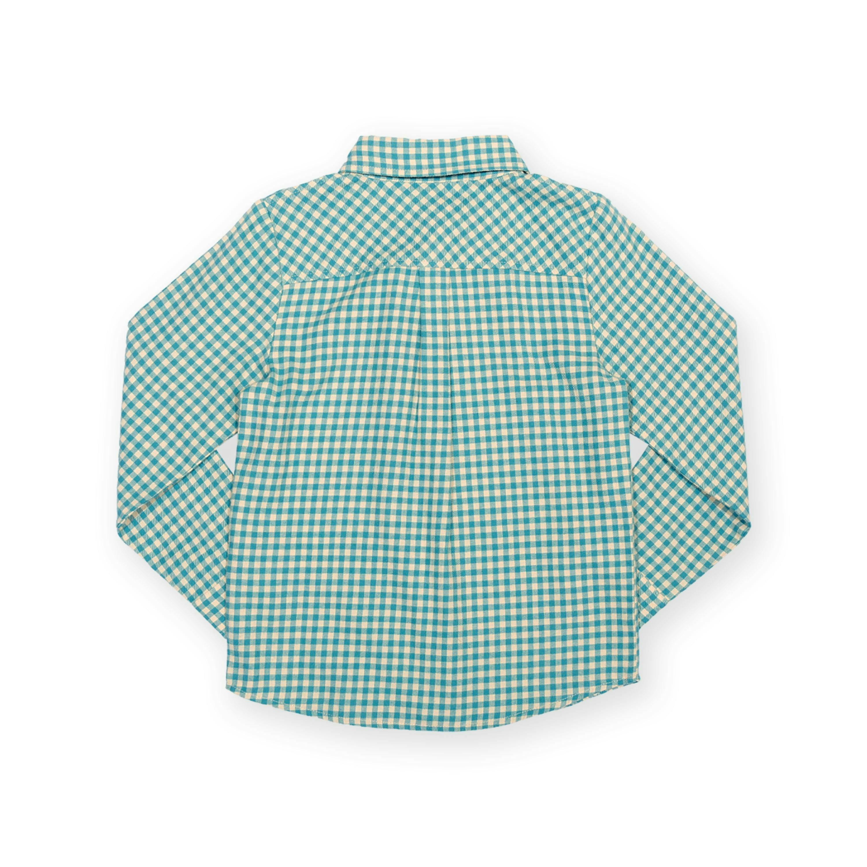 Kids Organic Ocean Check Shirt , view 5 of 5