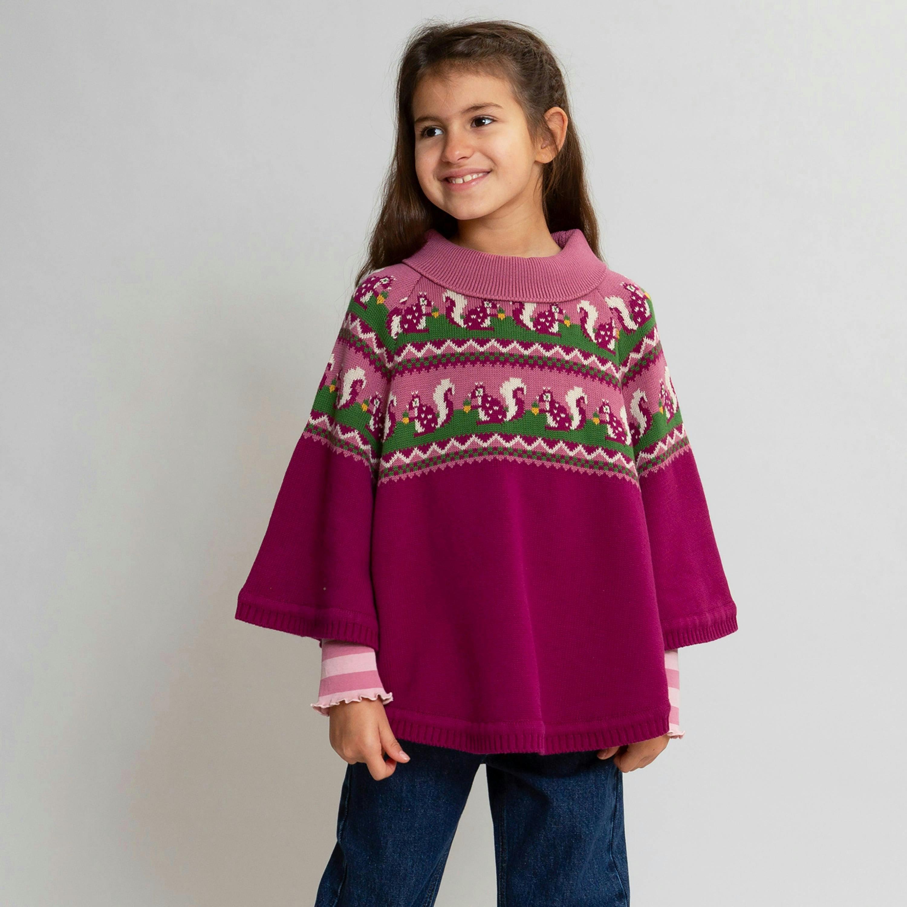 Kids Organic Lucky Squirrel Poncho , view 2 of 4
