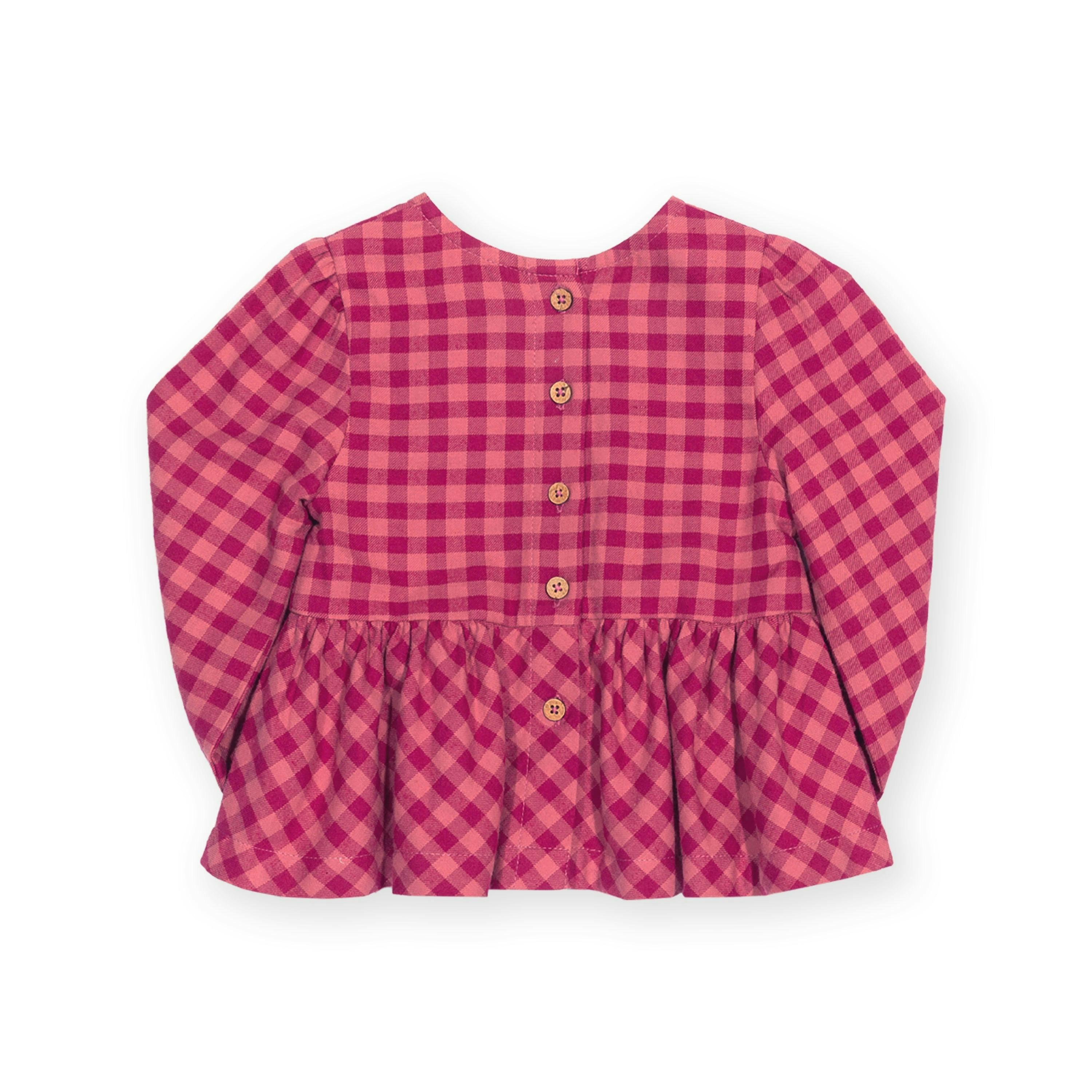 Kids Organic Damson Check Blouse , view 4 of 4