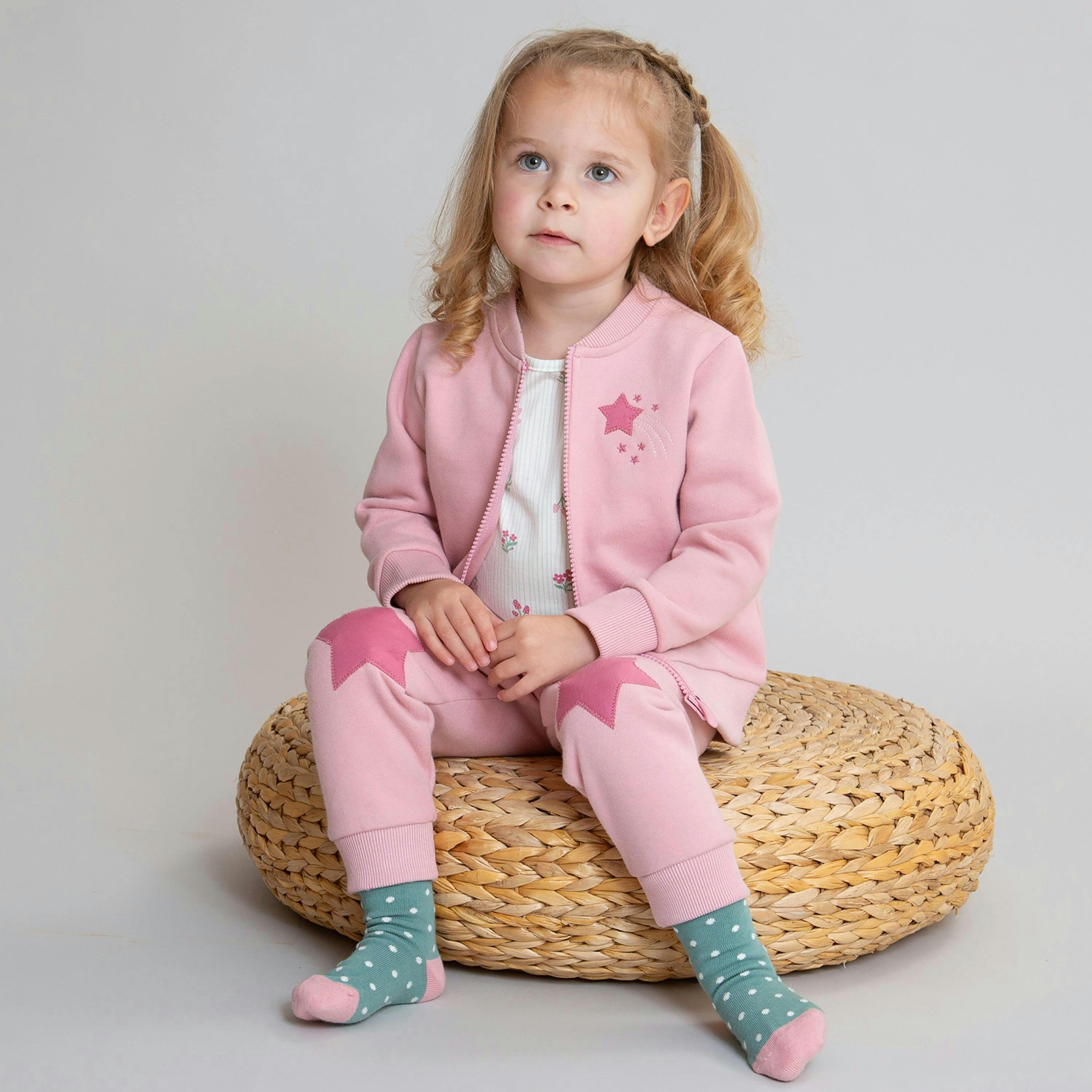 Kids Organic Star Patch Joggers Cloudy Pink , view 3 of 4