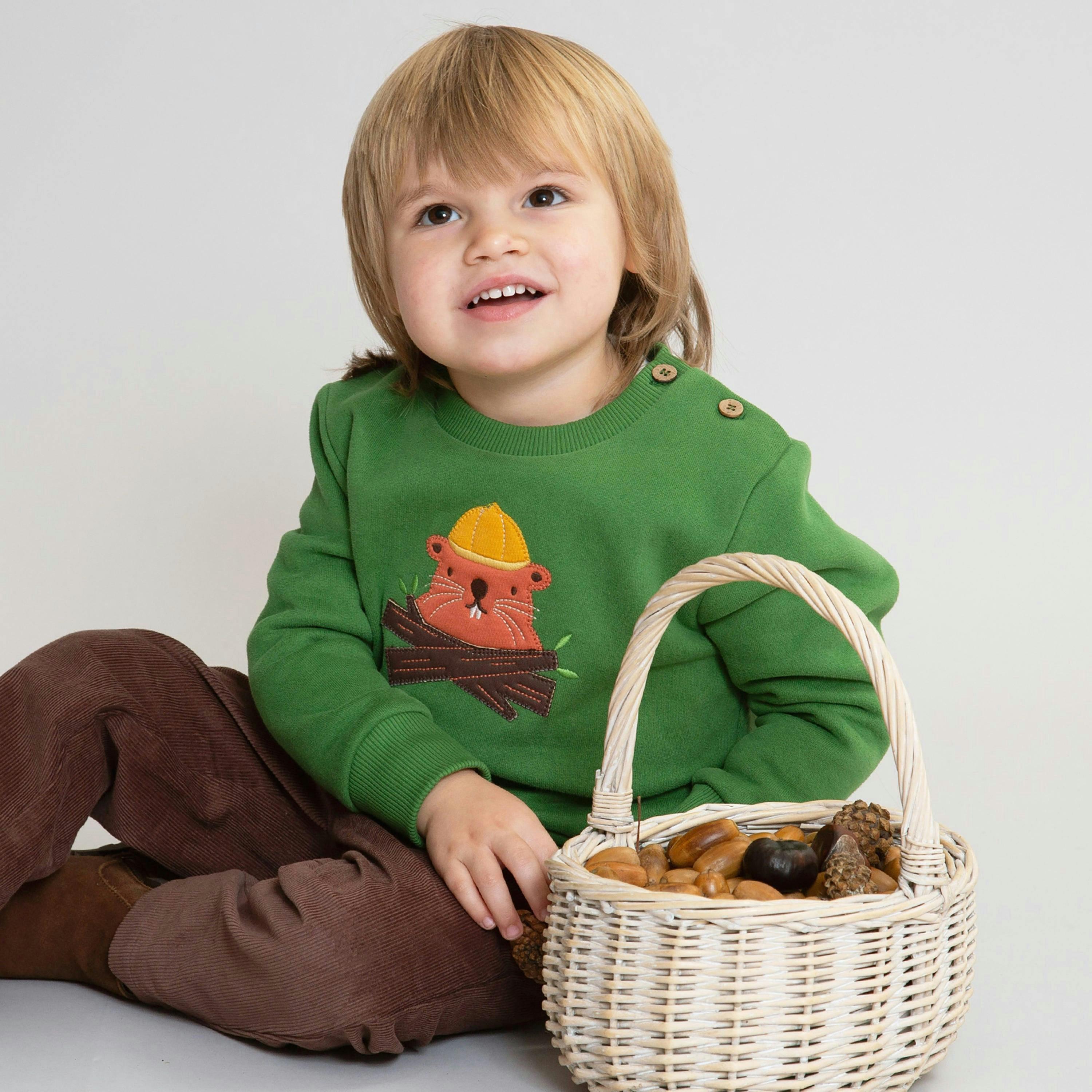 Kids Organic Busy Beaver Sweatshirt , view 2 of 5