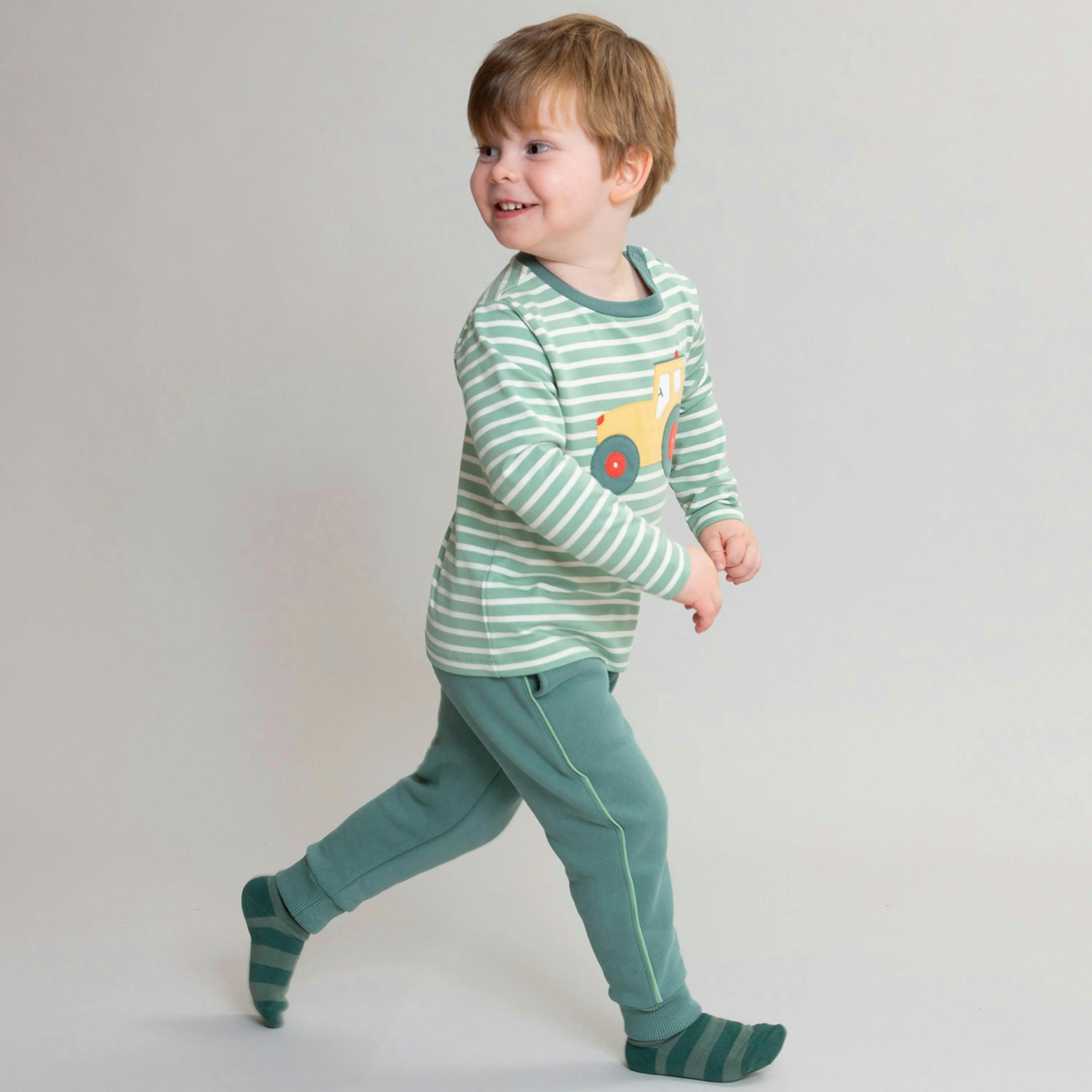 Kids Organic Busy Bean Joggers Silver Jade , view 3 of 5