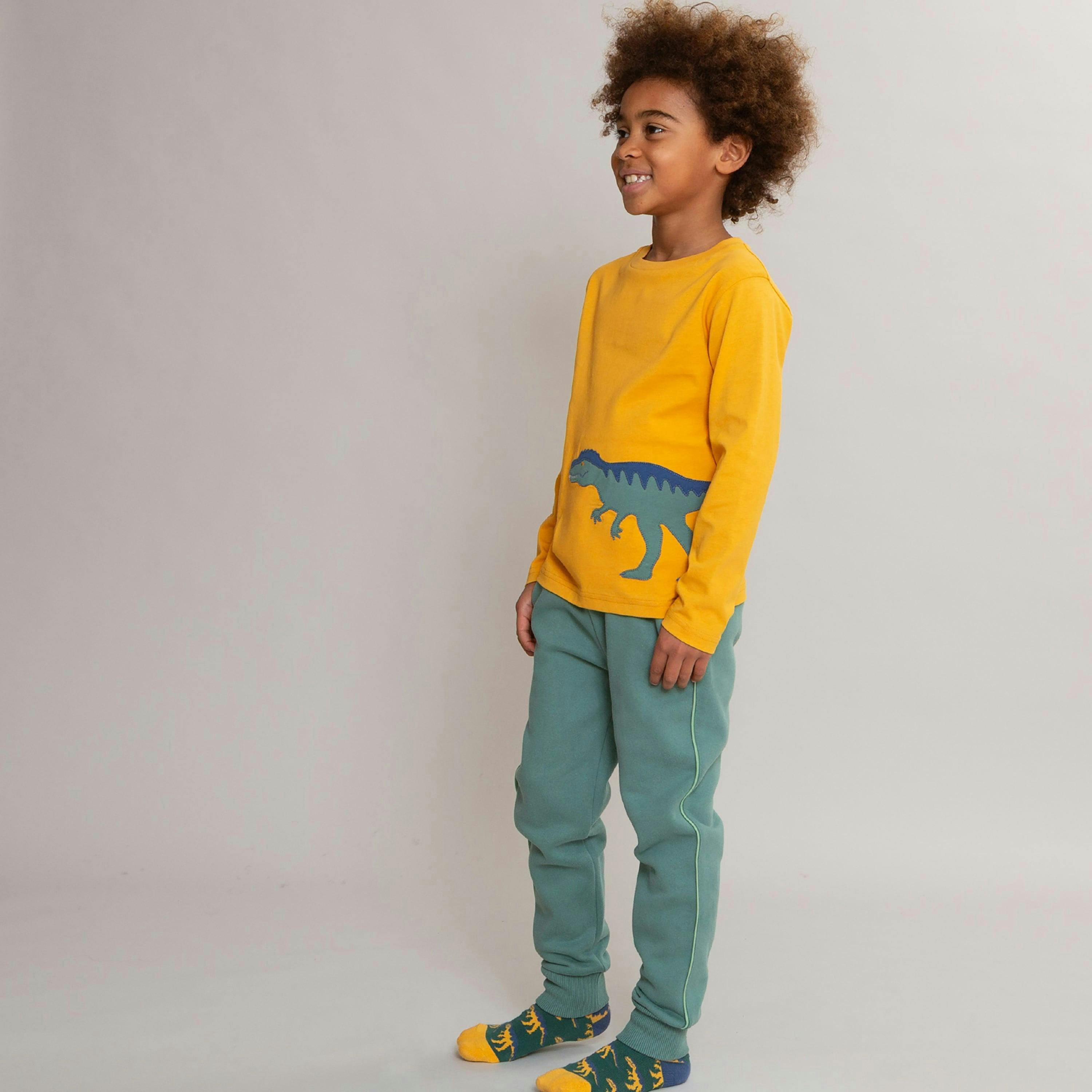 Kids Organic Busy Bean Joggers Silver Jade , view 4 of 5