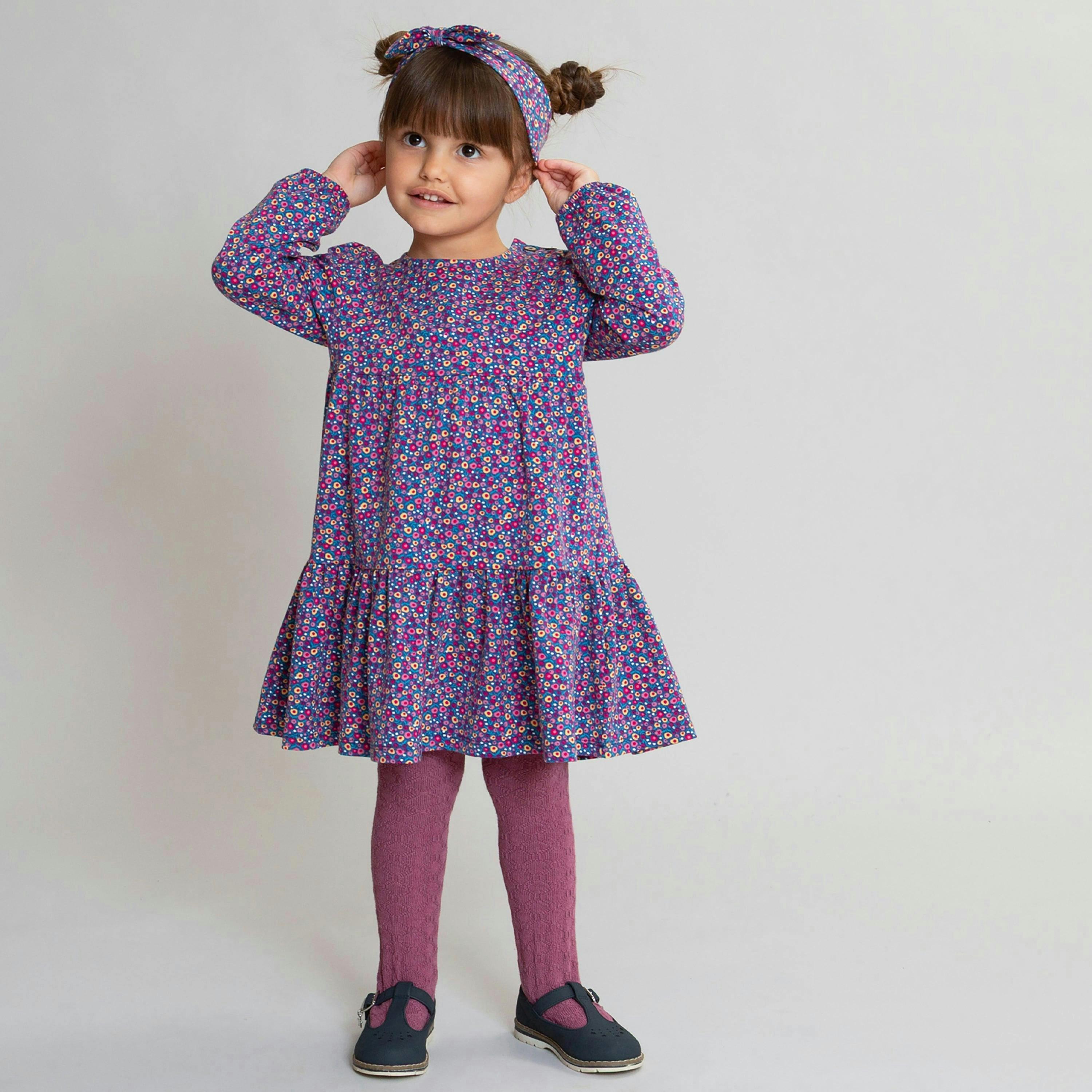 Kids Organic Berry Ditsy Dress , view 2 of 5