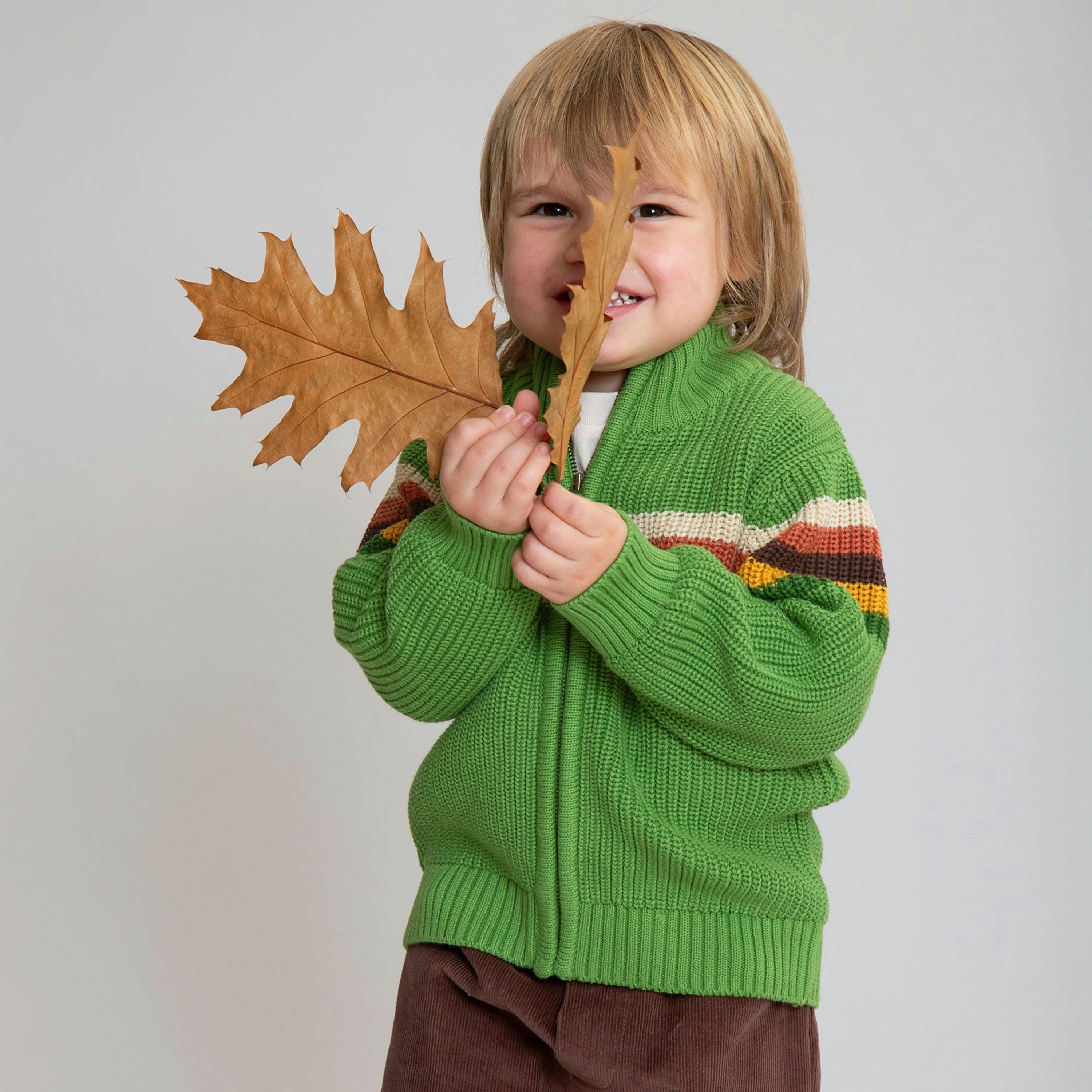 Kids Organic Chunky Knit Zippy , view 2 of 4