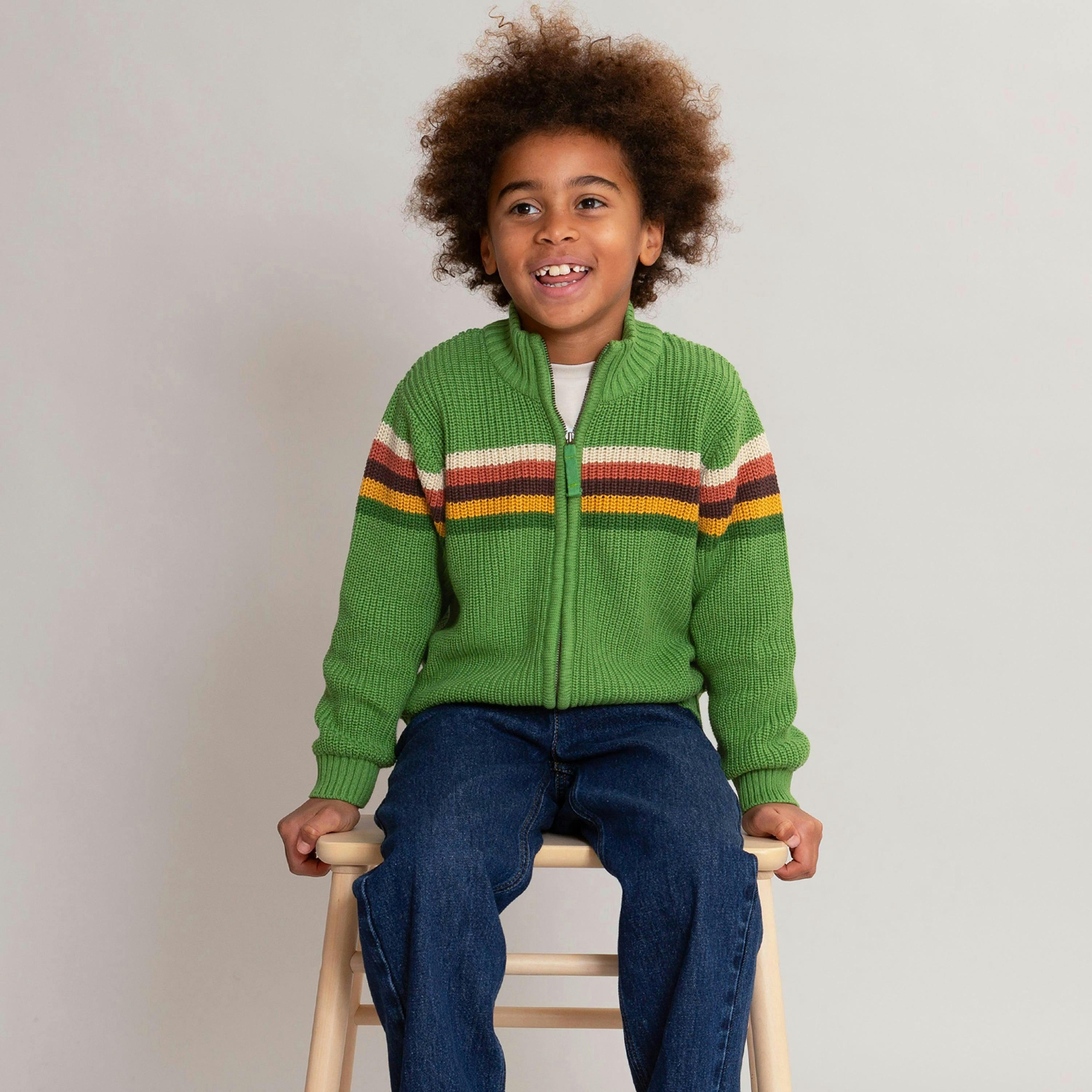 Kids Organic Chunky Knit Zippy , view 3 of 4