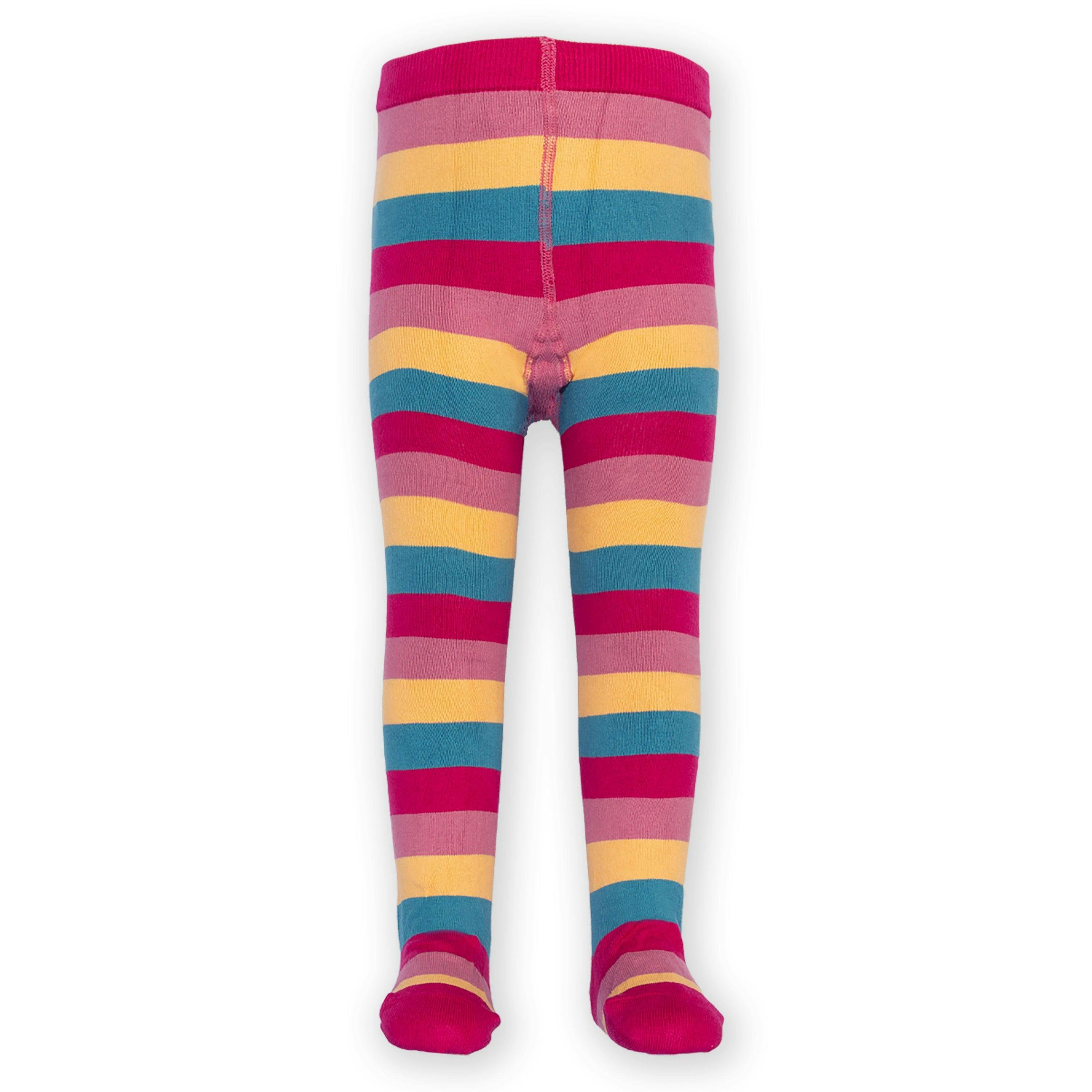 Kids Organic Stripy Tights Heather , view 4 of 4
