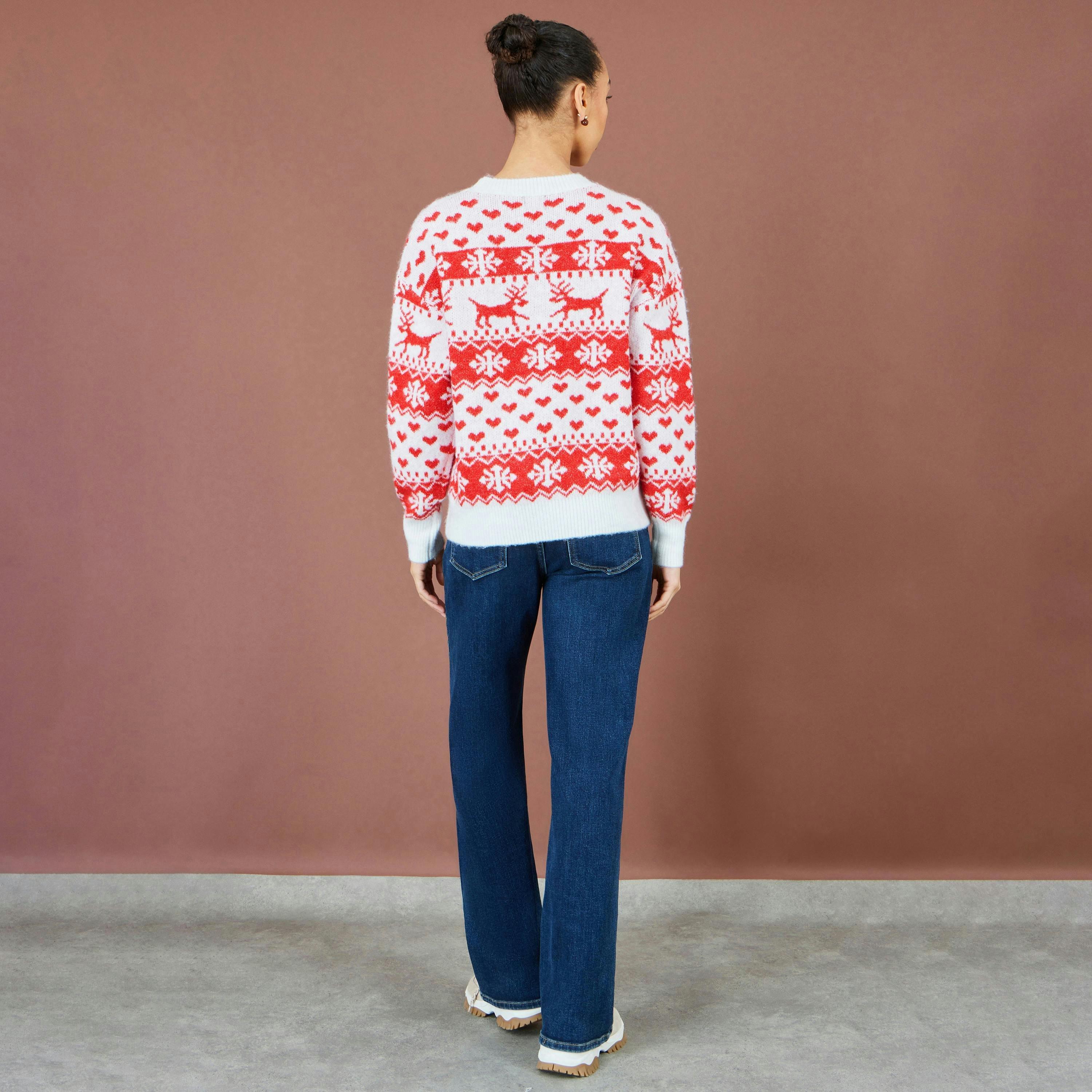 Yumi Red Heart Fairisle Christmas Jumper , view 2 of 4