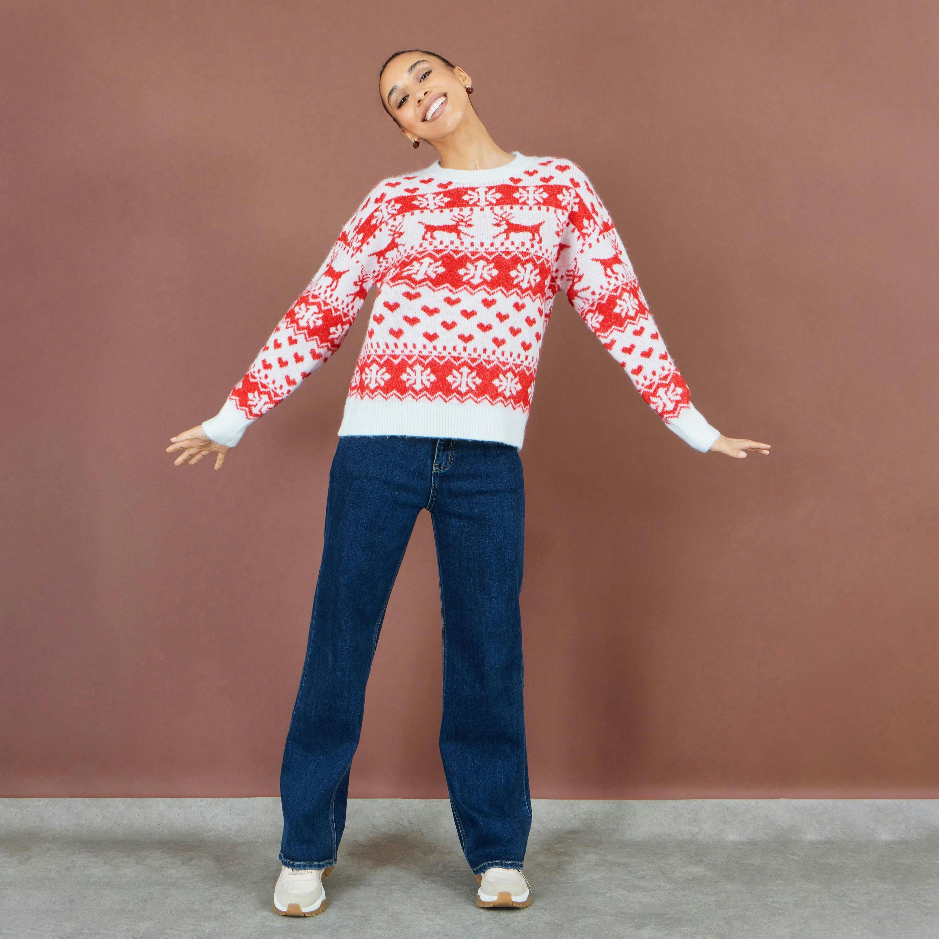 Yumi Red Heart Fairisle Christmas Jumper , view 3 of 4
