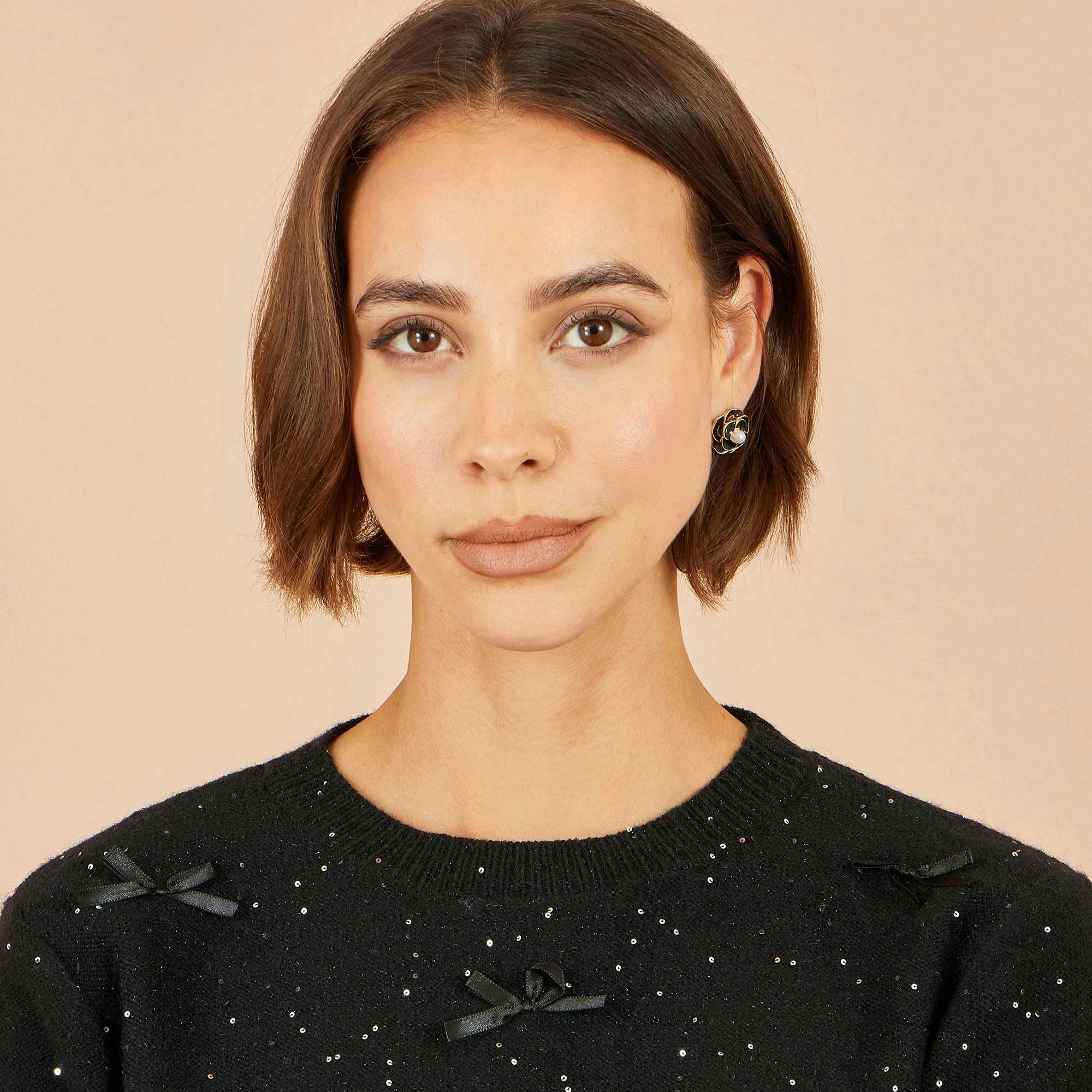 Yumi Black Sparkle Bow Jumper , view 5 of 5