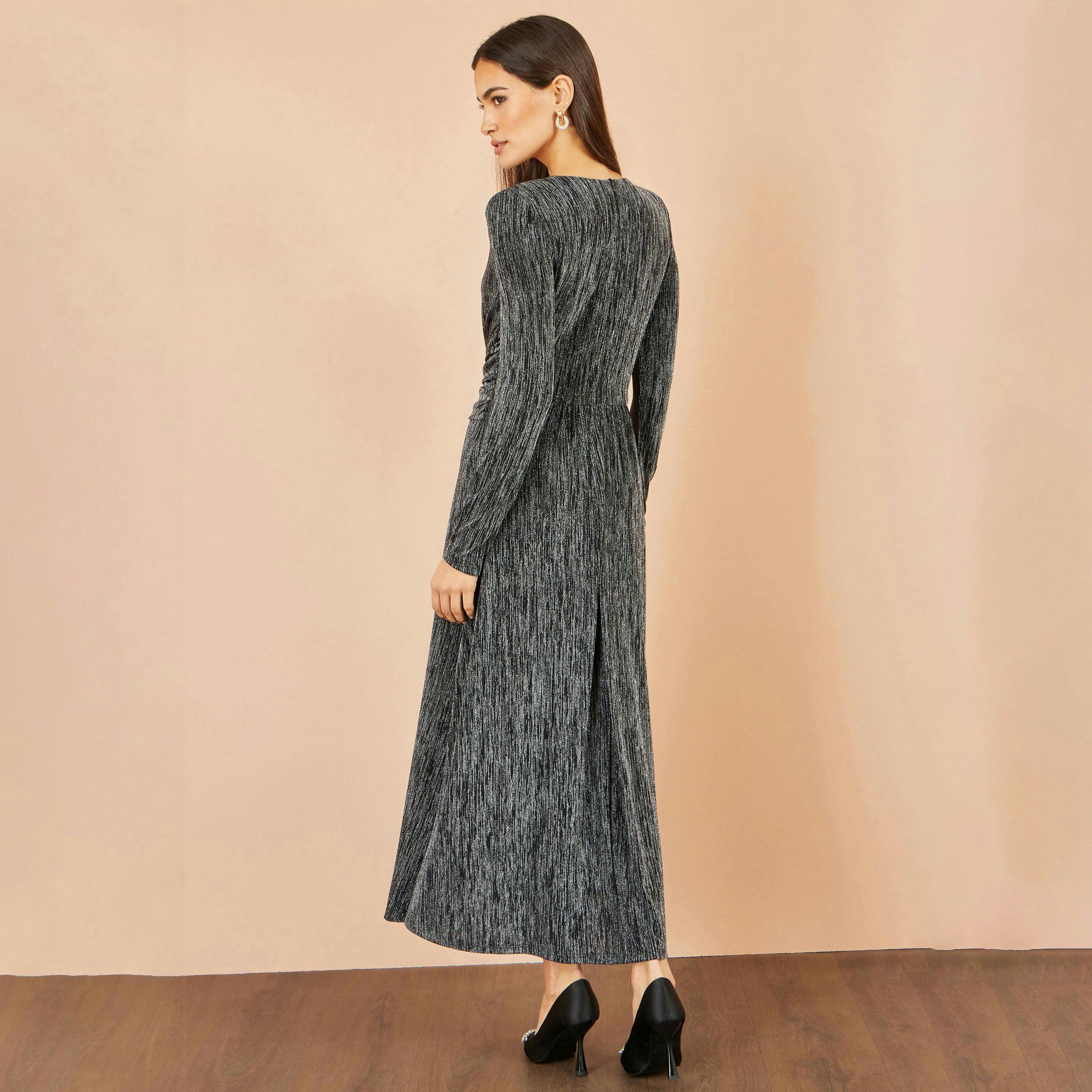 Yumi Black Metallic Twist Waist Maxi Dress , view 2 of 5