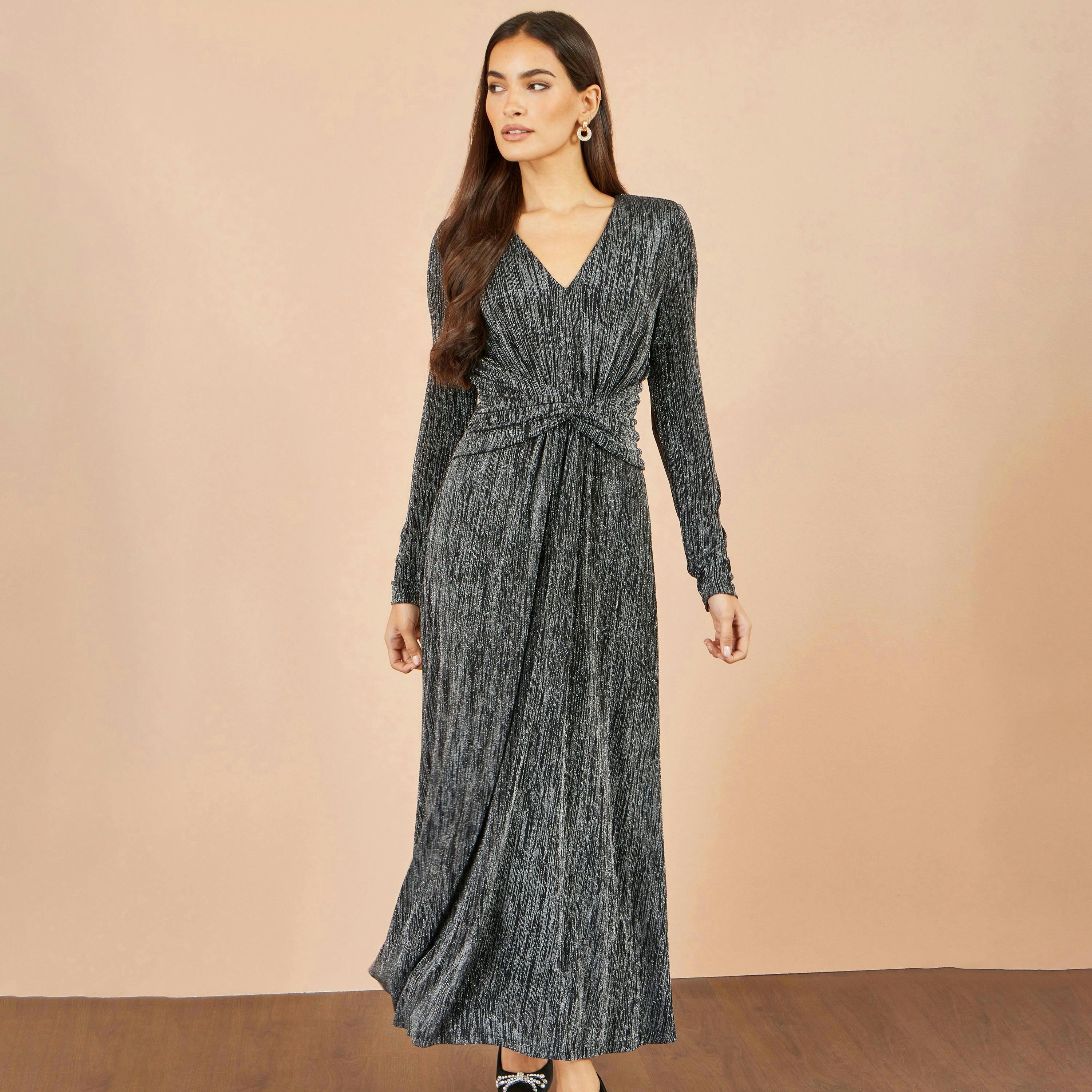 Yumi Black Metallic Twist Waist Maxi Dress , view 4 of 5