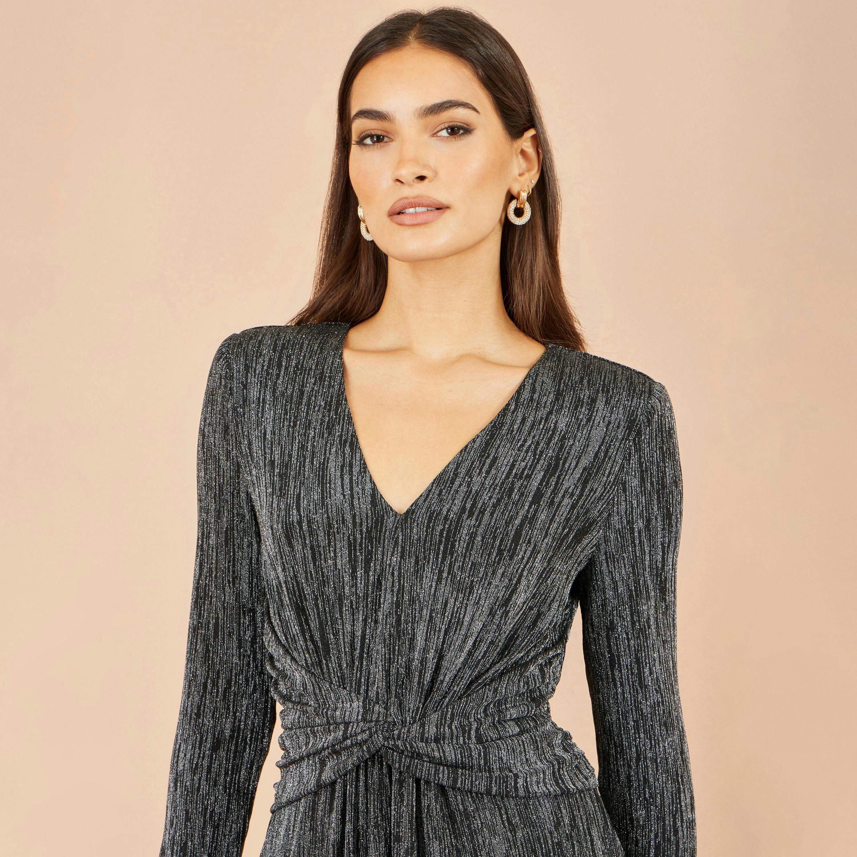 Yumi Black Metallic Twist Waist Maxi Dress , view 5 of 5