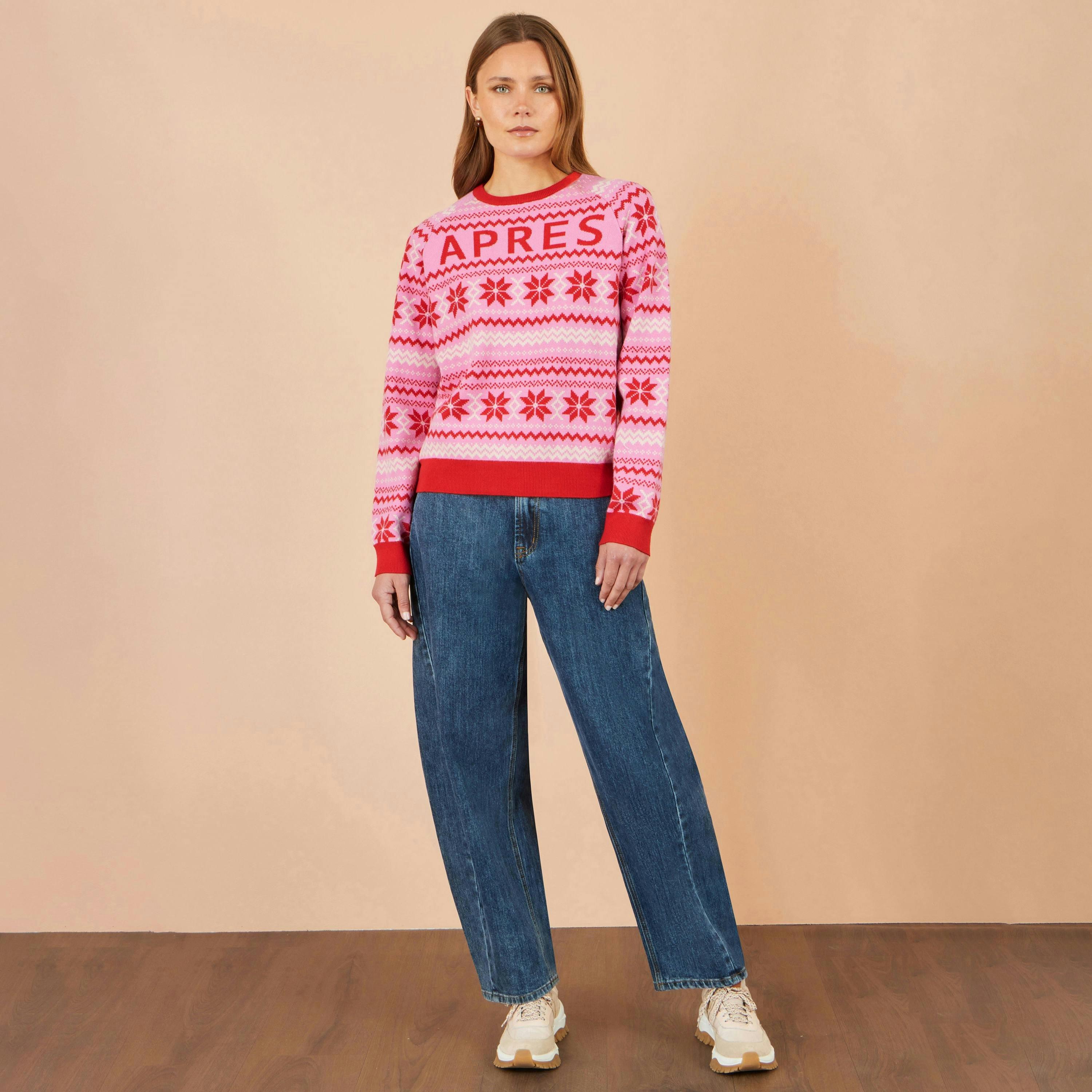 Yumi Red Apres Intarsia Jumper , view 4 of 5