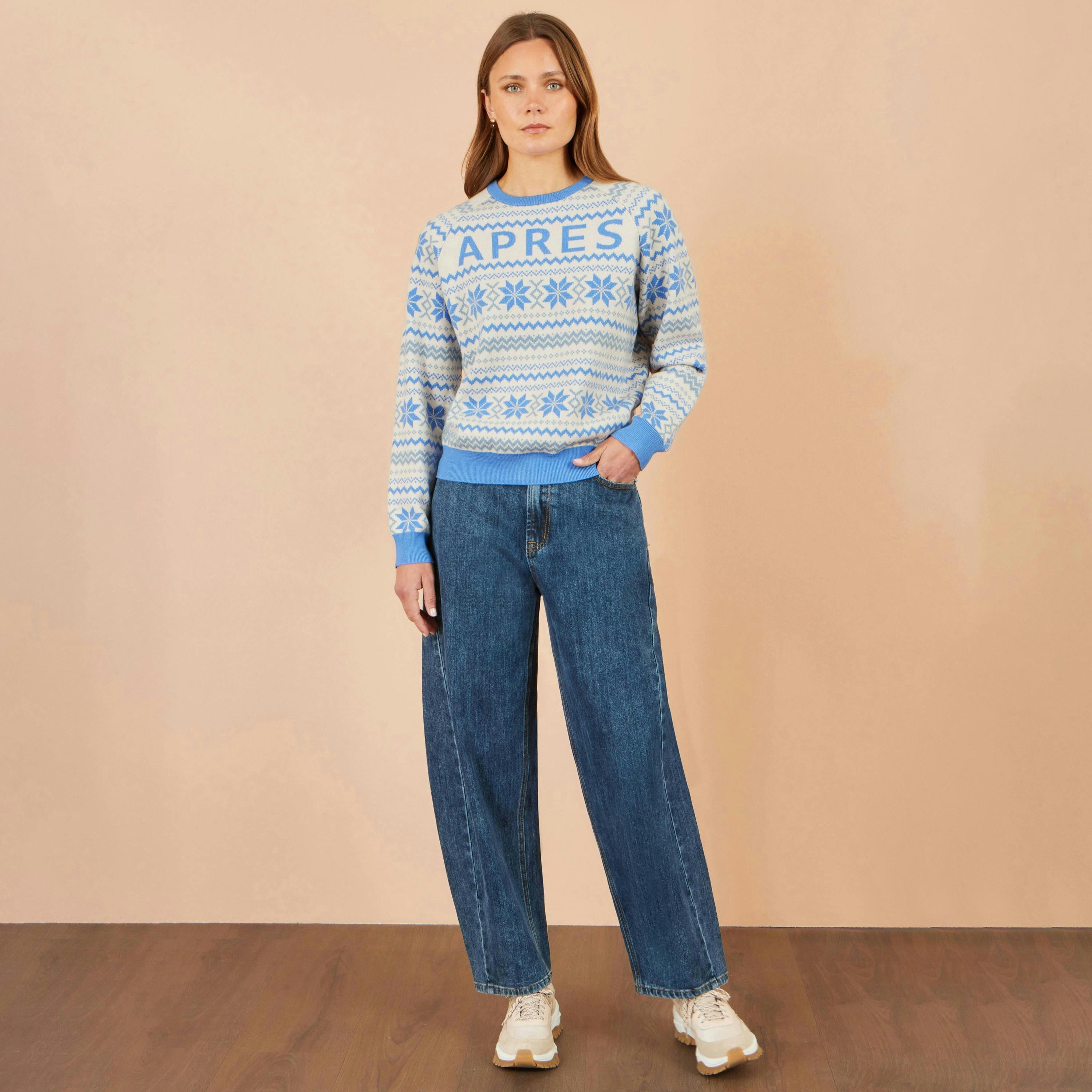 Yumi Blue Apres Intarsia Jumper , view 5 of 5