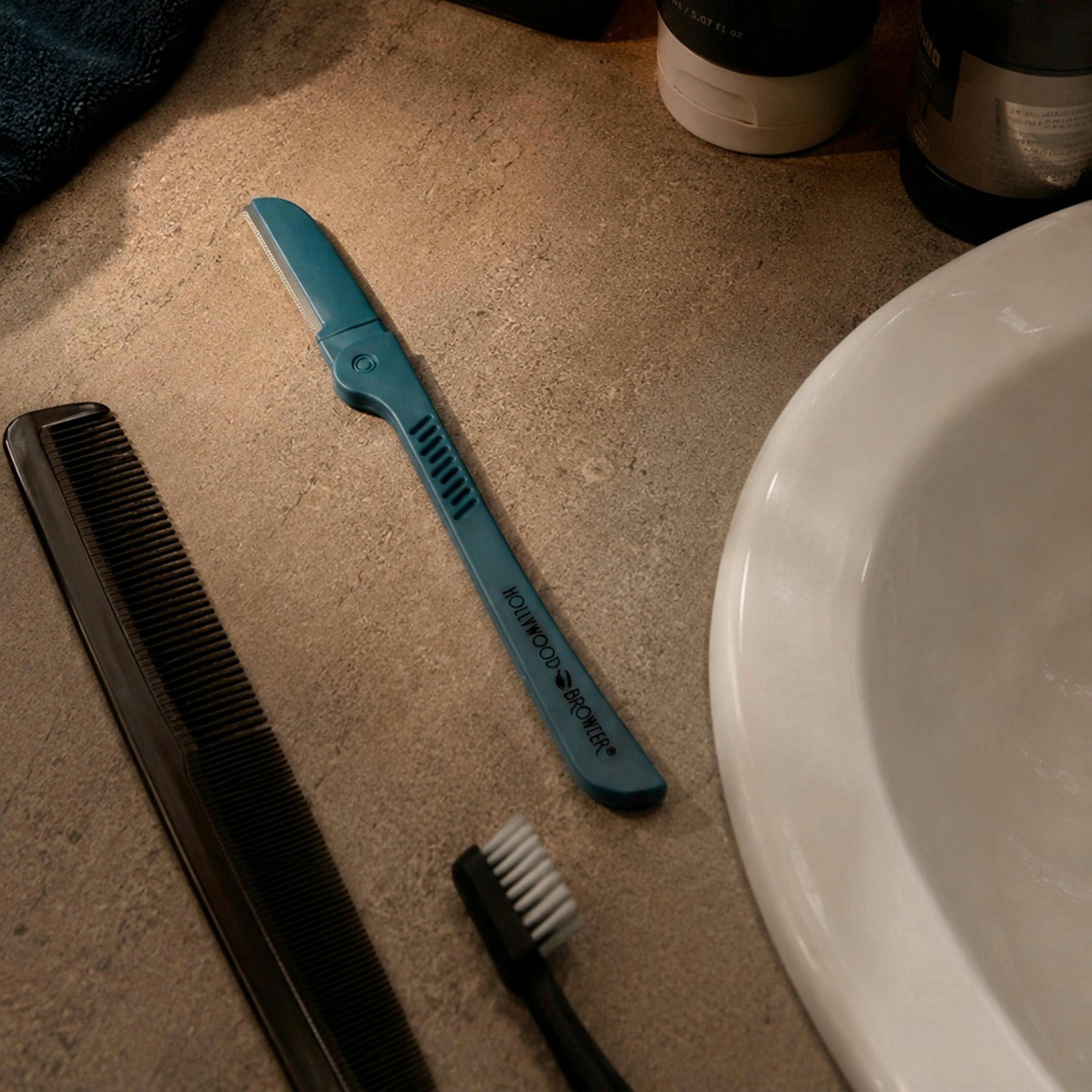 Hollywood Browzer Mens Precision Blade Razor Dermaplaner Duo - Blue & Grey Duo , view 3 of 6