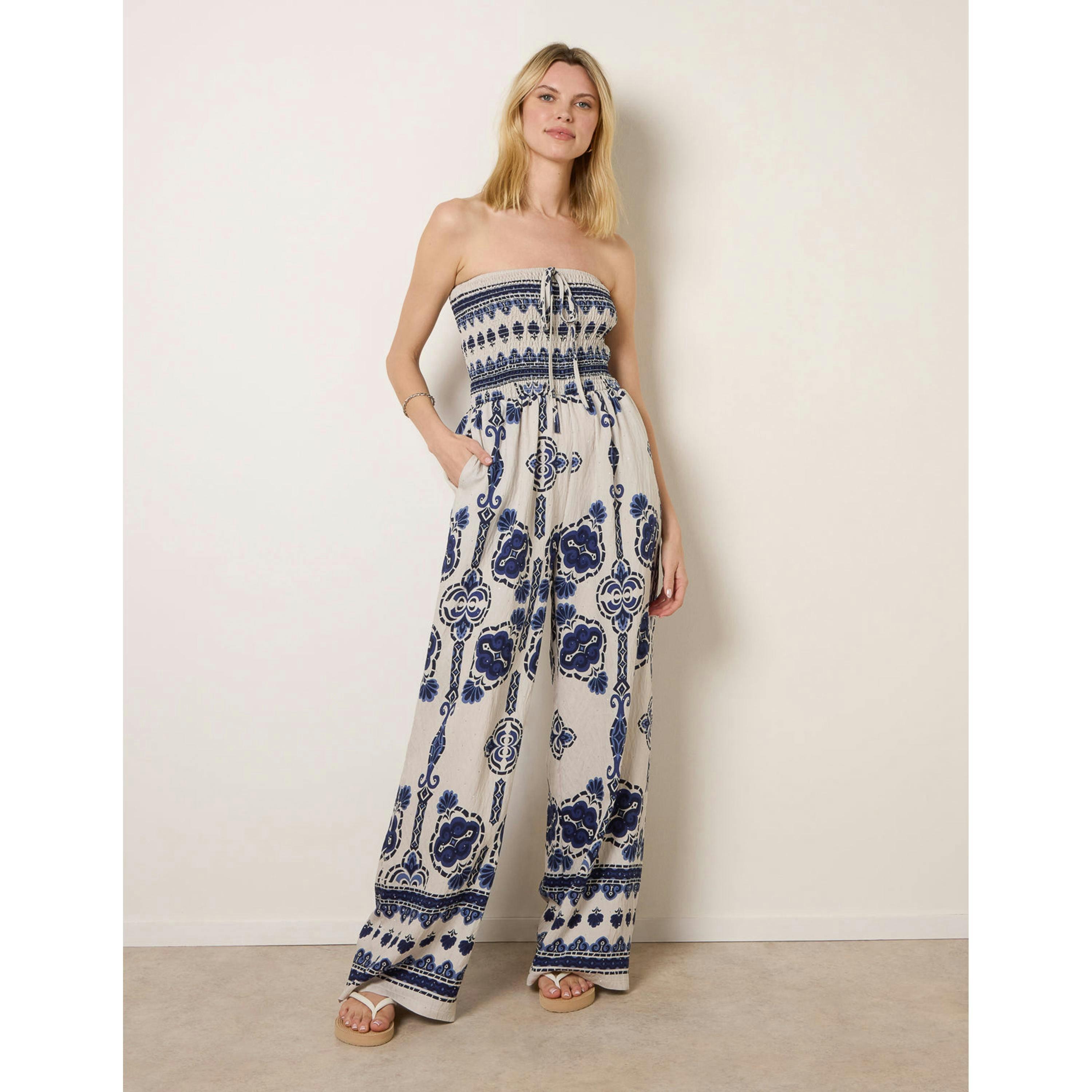 Blue Vanilla Tribal Print Jumpsuit  in Navy , view 4 of 4
