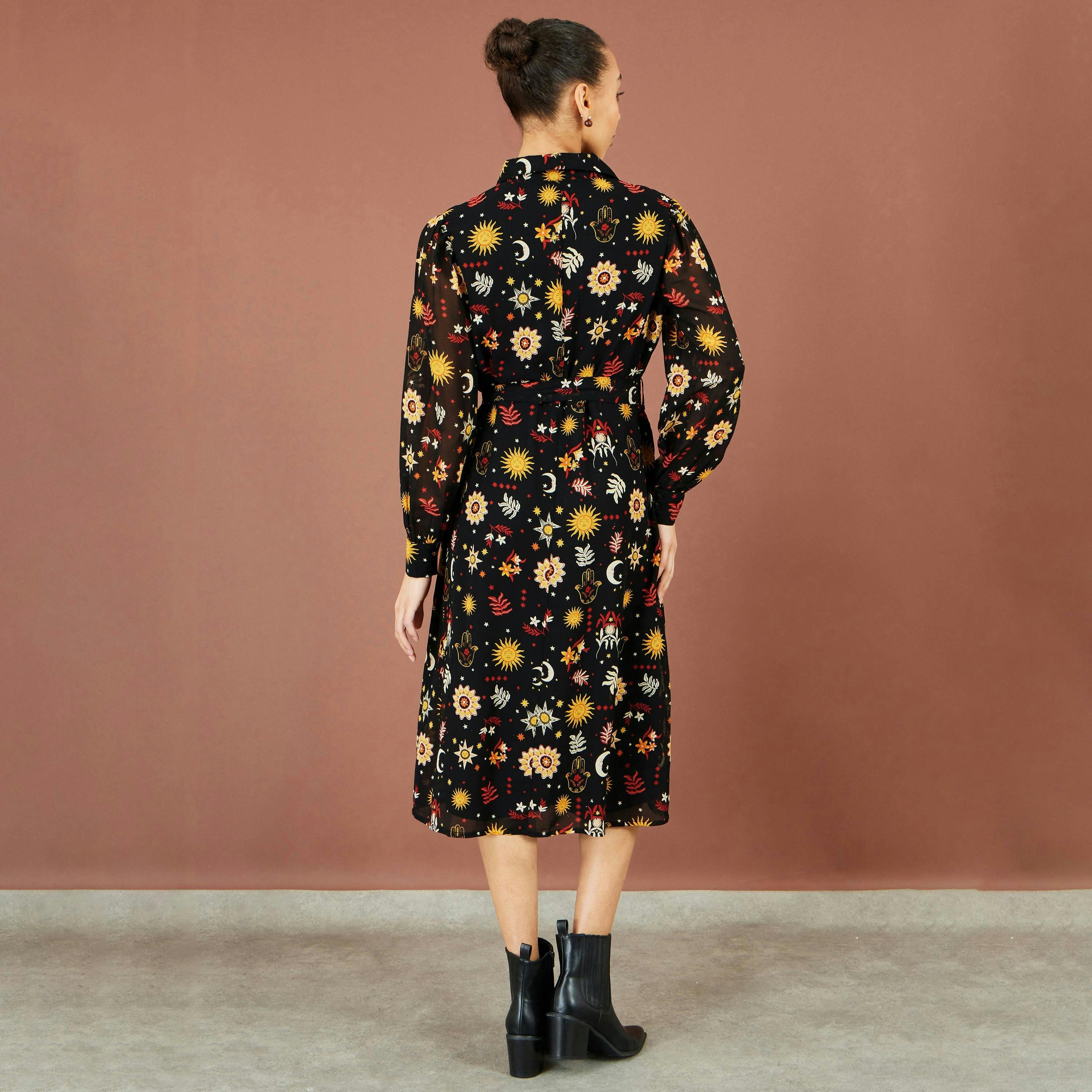 Yumi Black Cosmic Midi Shirt Dress , view 6 of 6