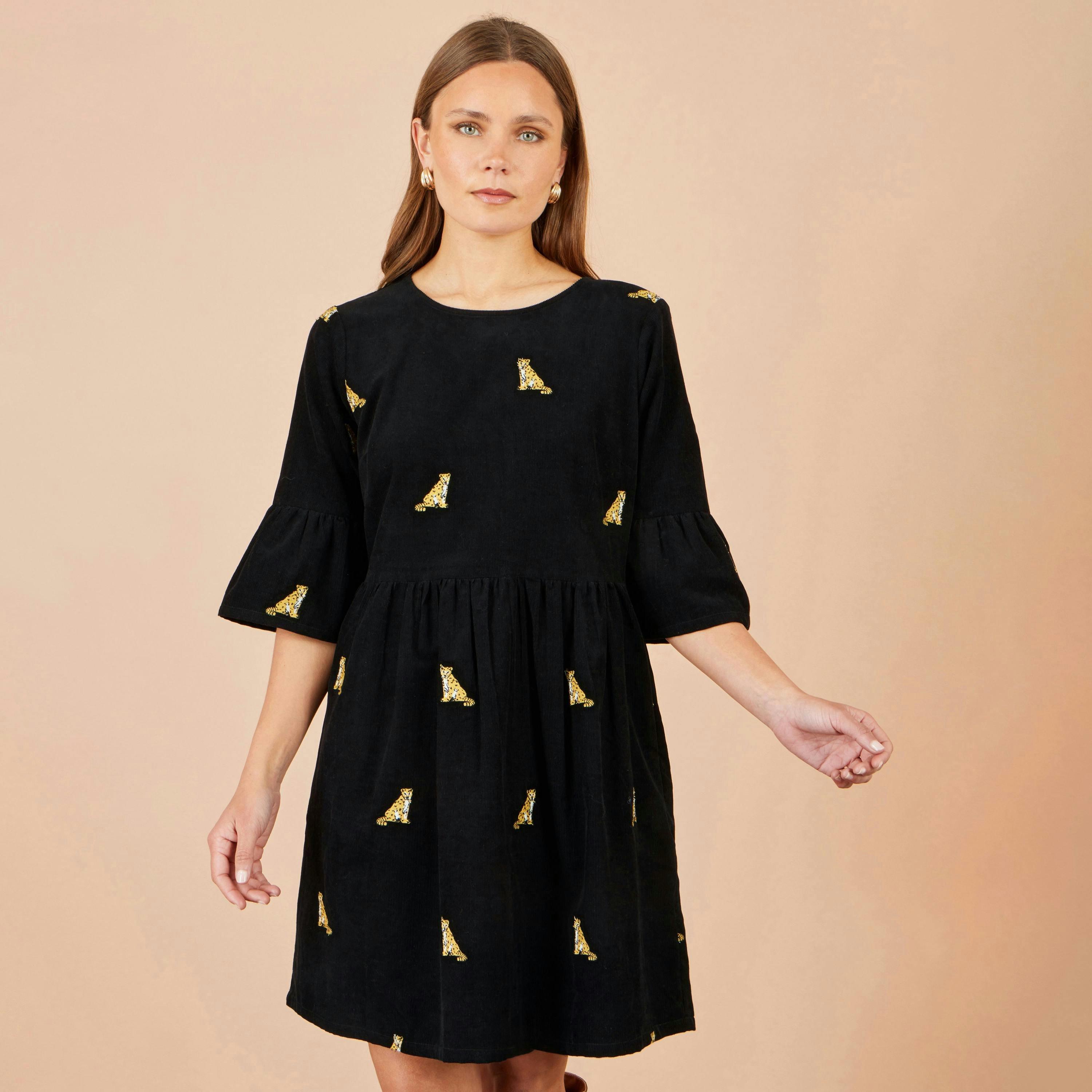 Yumi Black Leopard Embroidered Cord Tunic , view 2 of 5