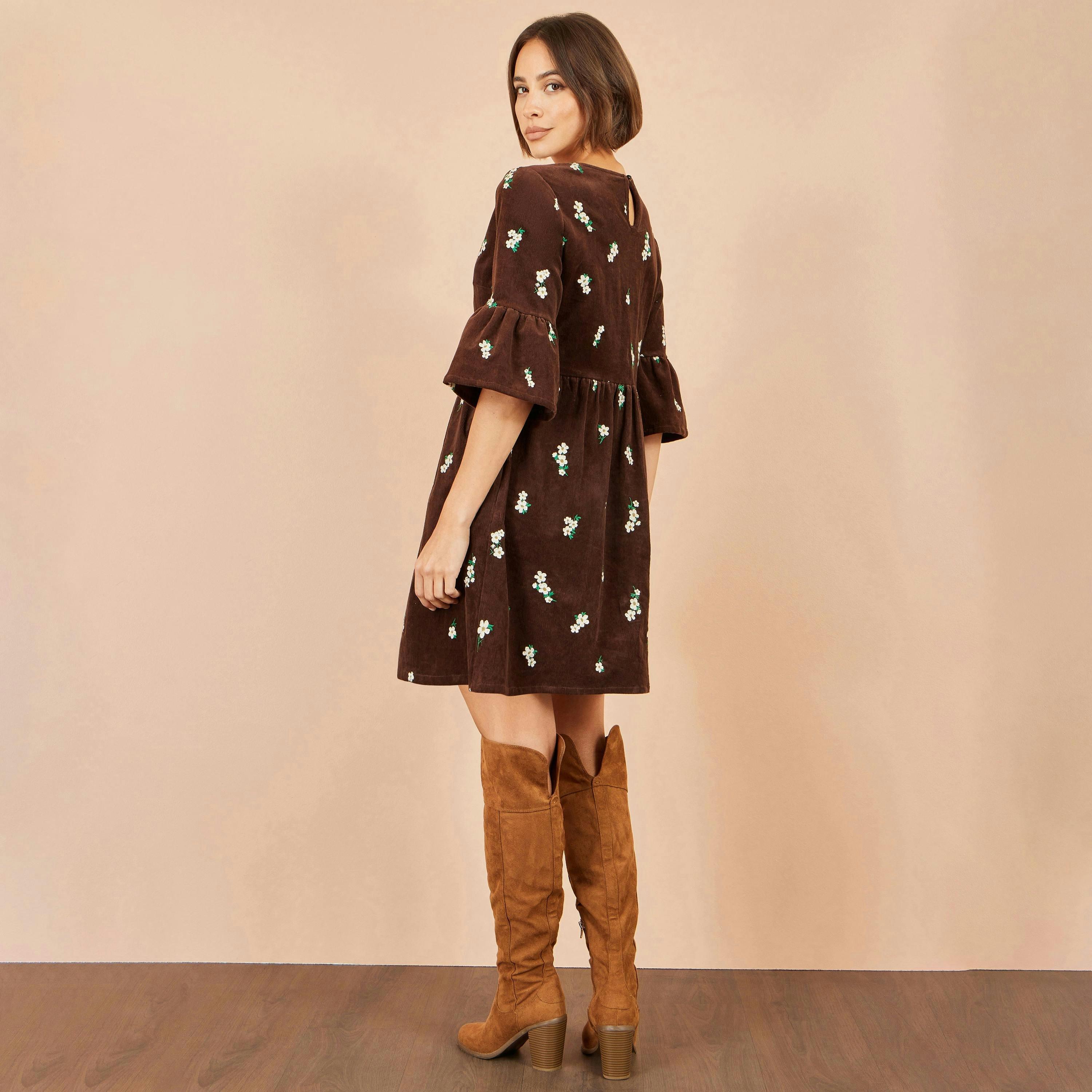 Yumi Brown Embroidered Daisy Cord Dress , view 4 of 5