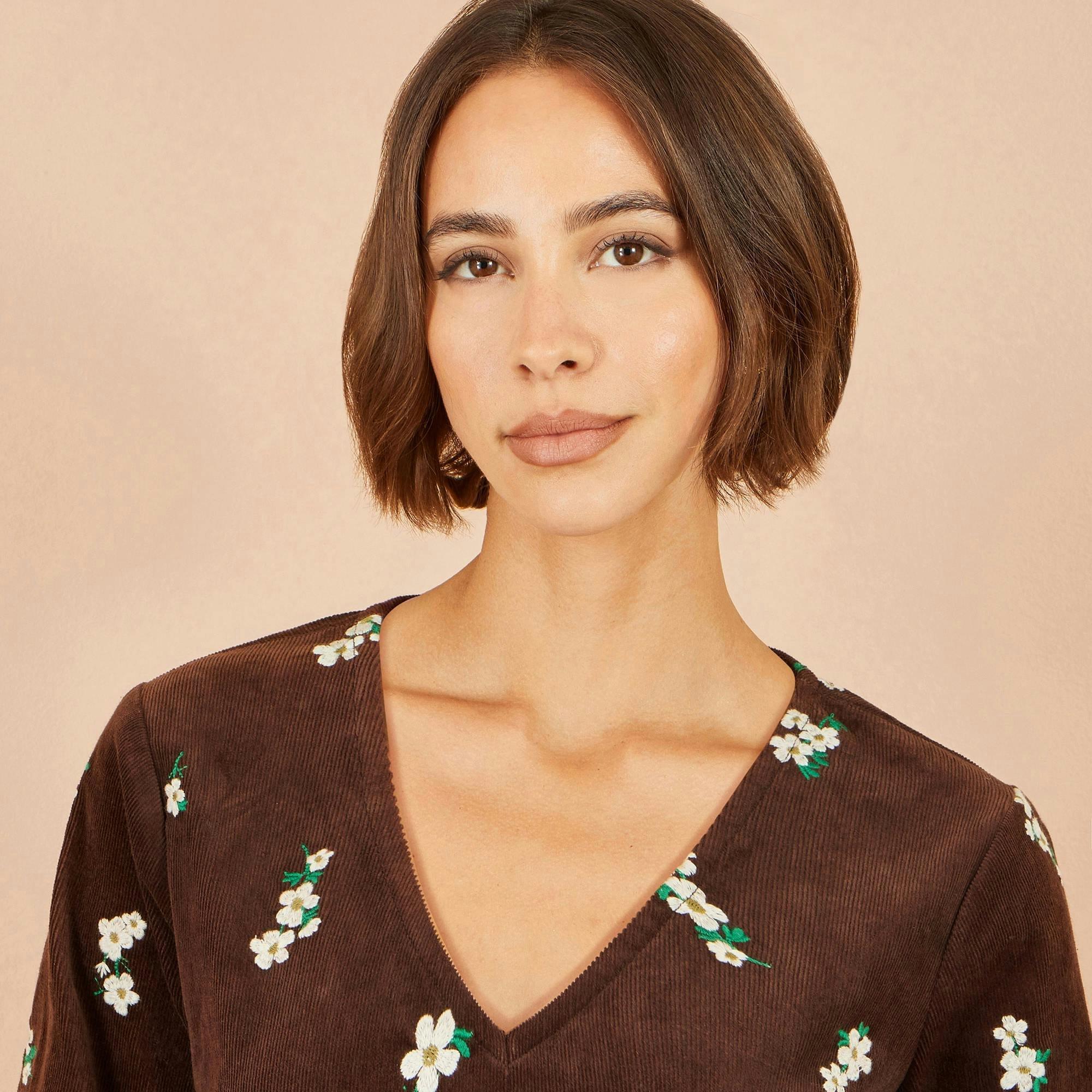 Yumi Brown Embroidered Daisy Cord Dress , view 5 of 5