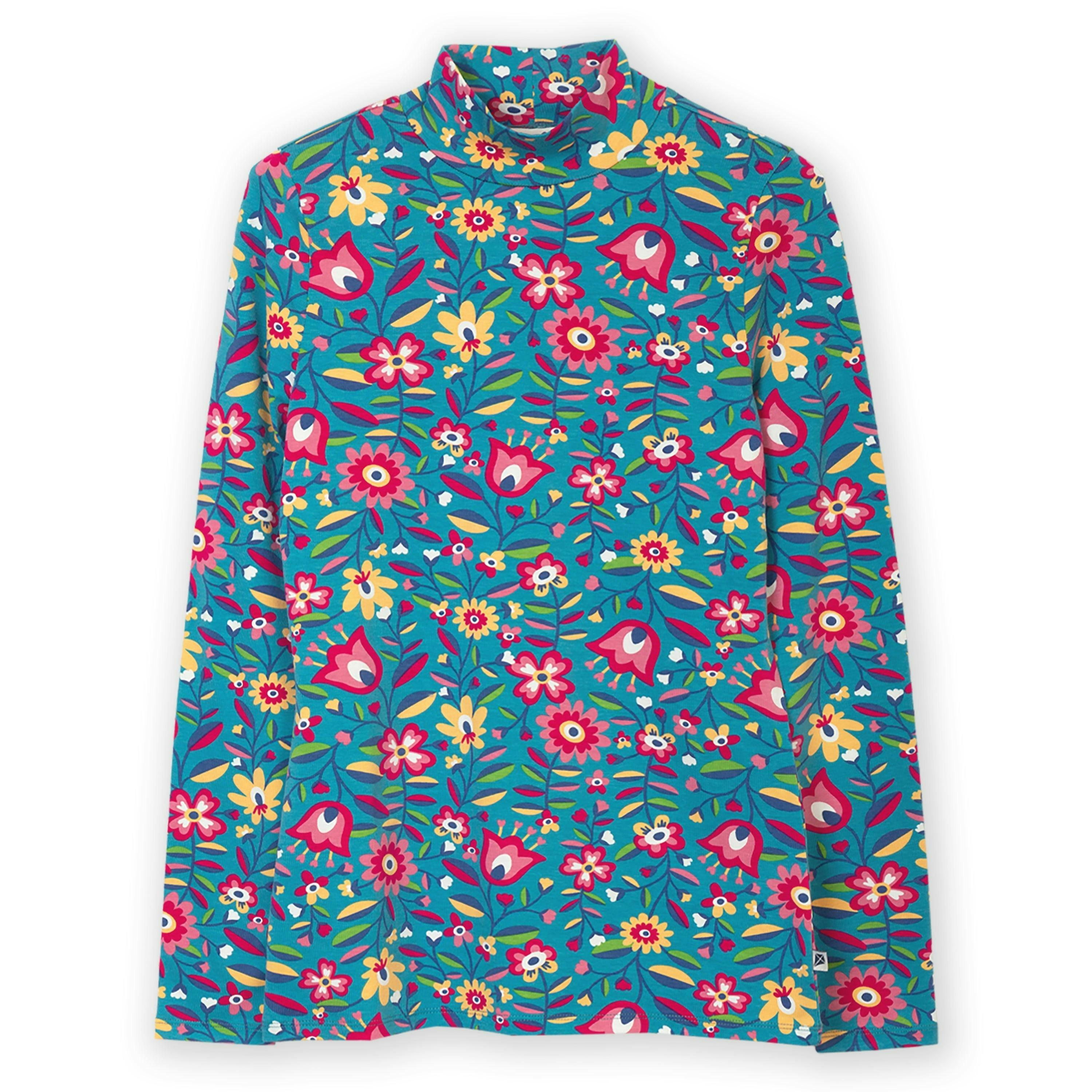 Organic Folksy Bloom Bagber Turtle Neck Jersey Top , view 2 of 4