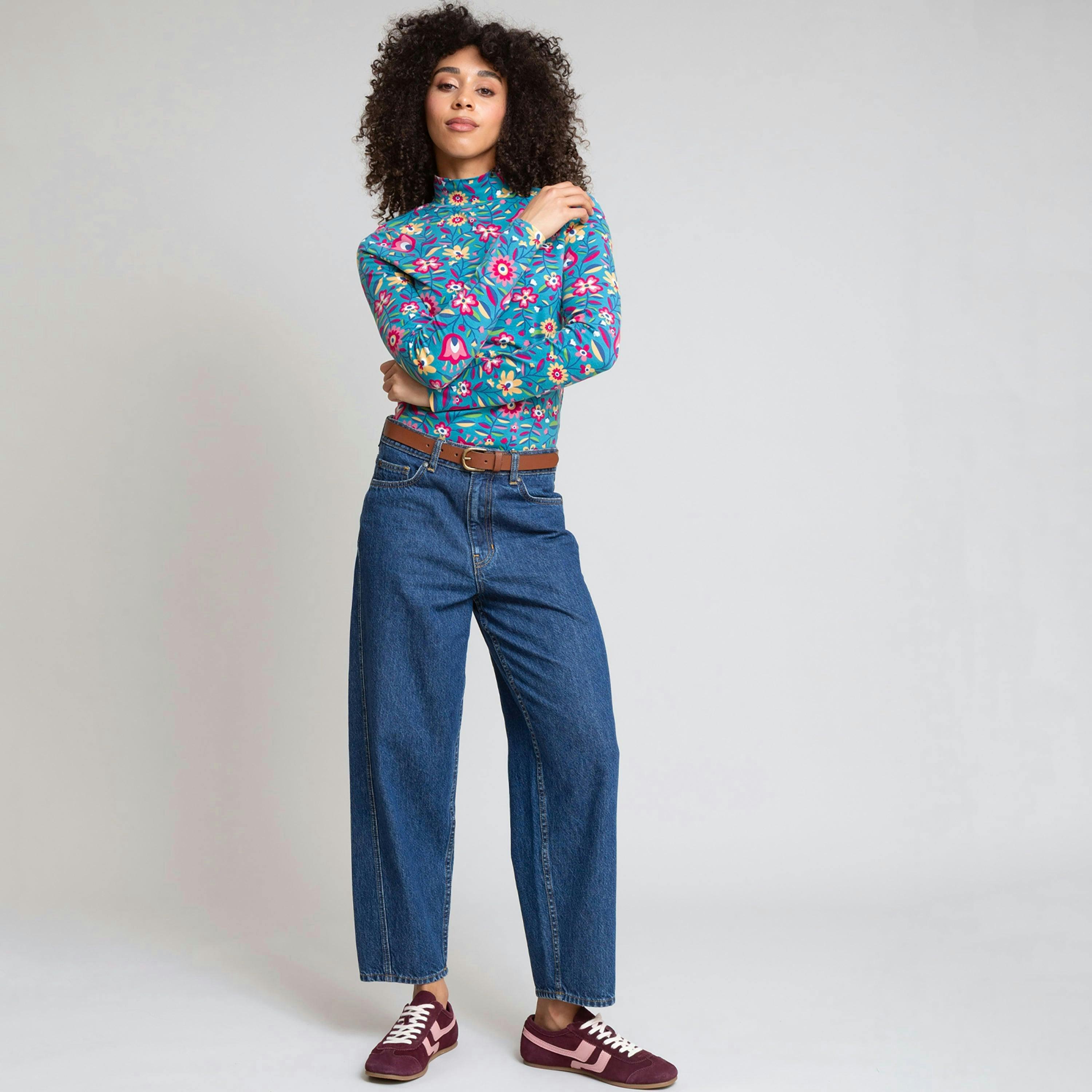 Organic Folksy Bloom Bagber Turtle Neck Jersey Top , view 3 of 4