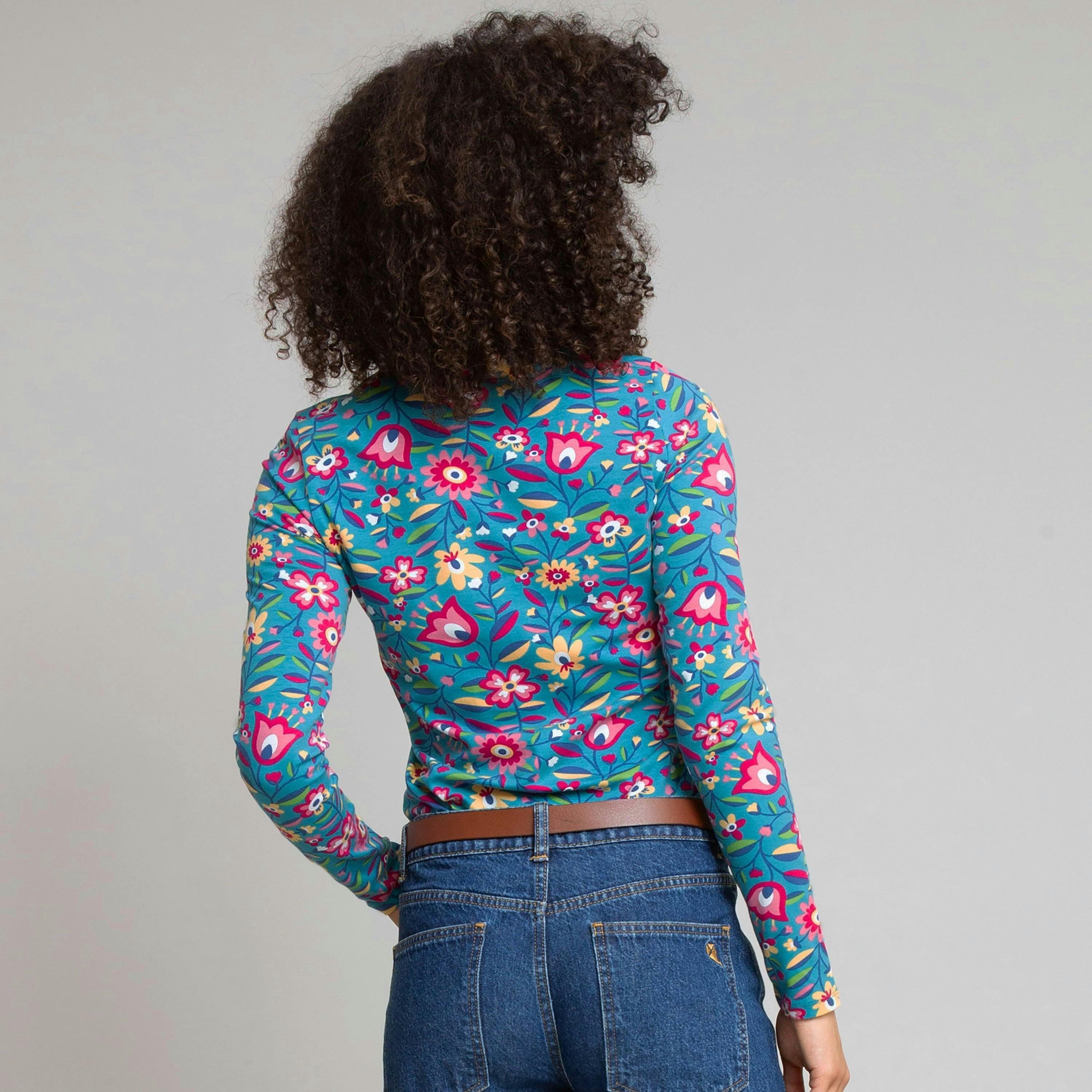 Organic Folksy Bloom Bagber Turtle Neck Jersey Top , view 4 of 4