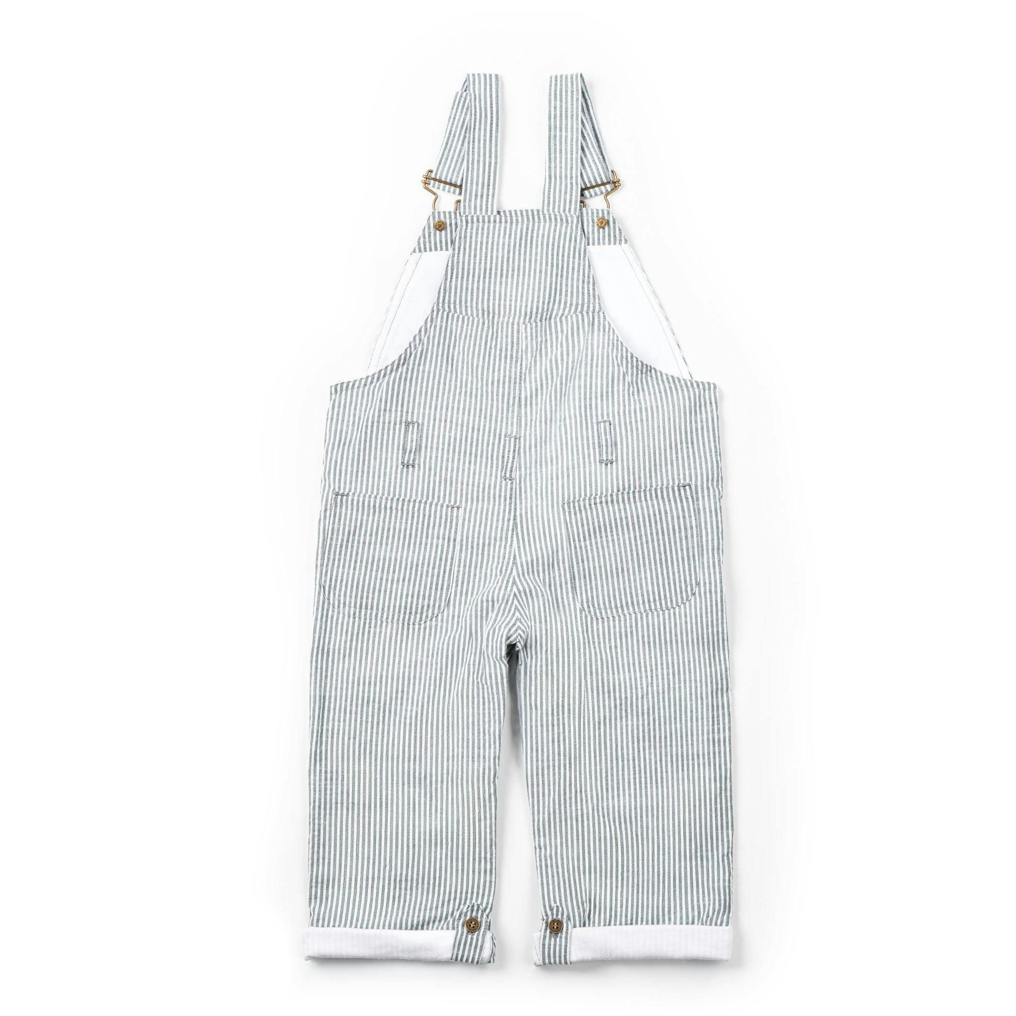 Forest Green Seersucker Dungarees , view 2 of 6