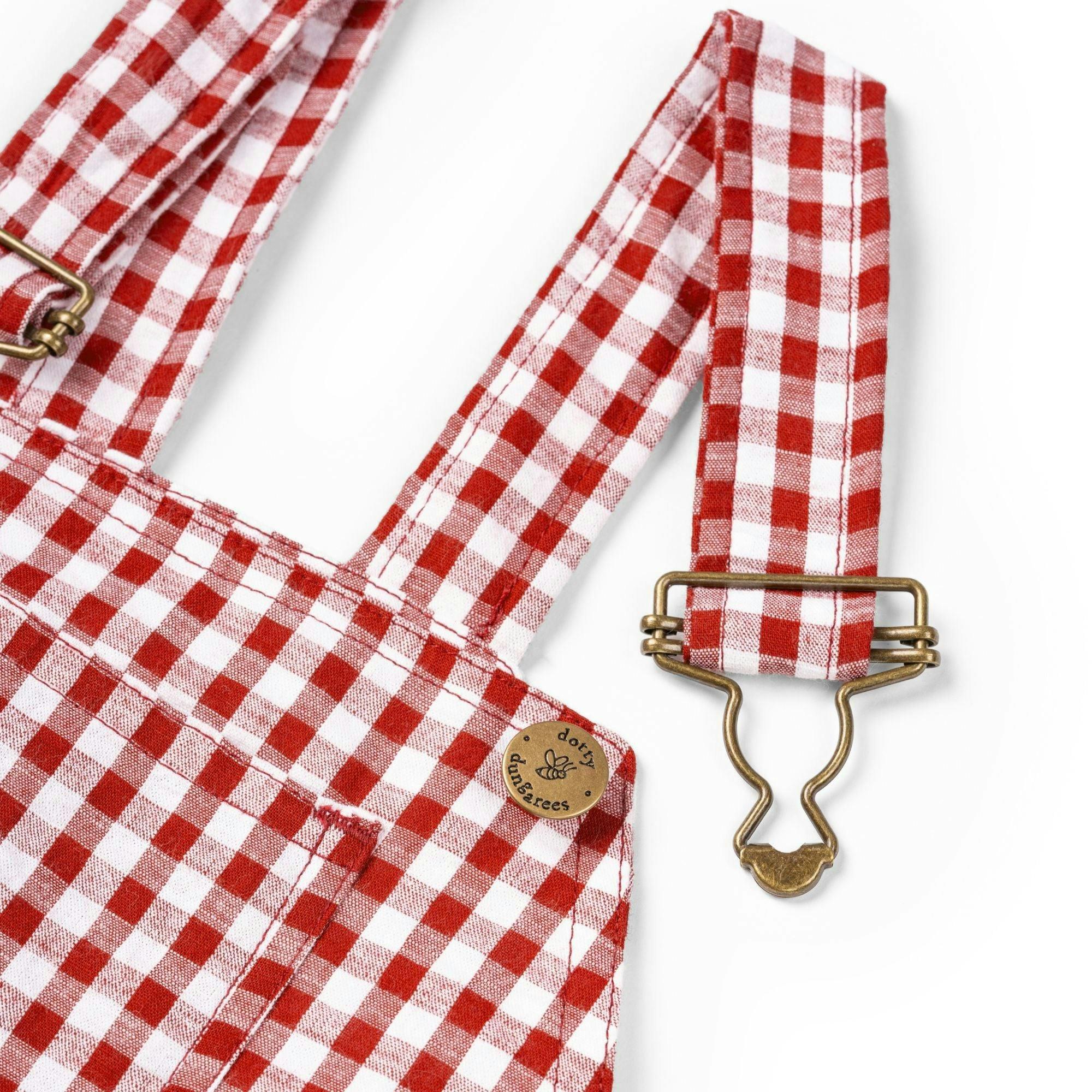 Maroon Check Seersucker Dungarees , view 3 of 6