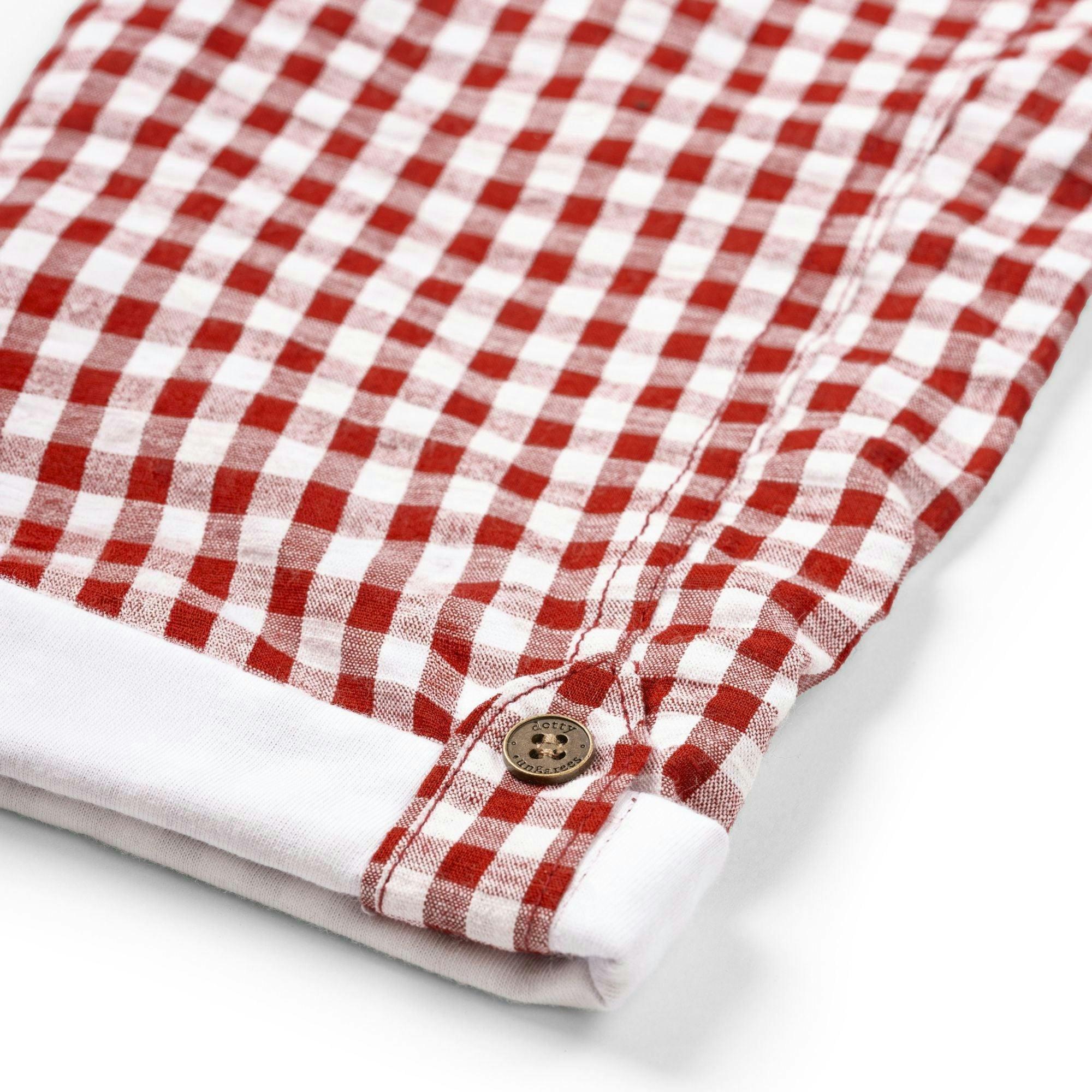 Maroon Check Seersucker Dungarees , view 4 of 6