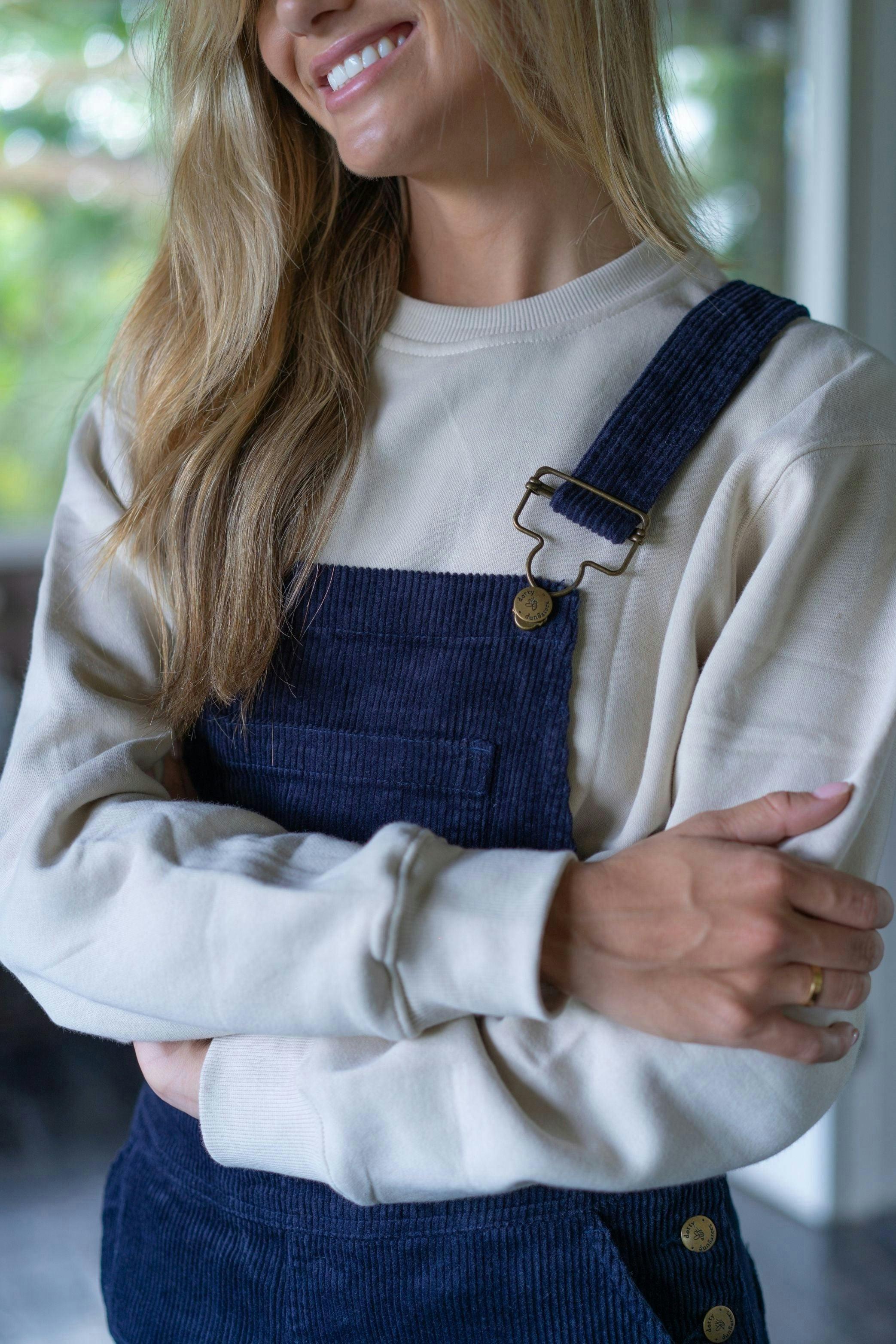 Adult Navy Chunky Cord Dungarees , view 4 of 6