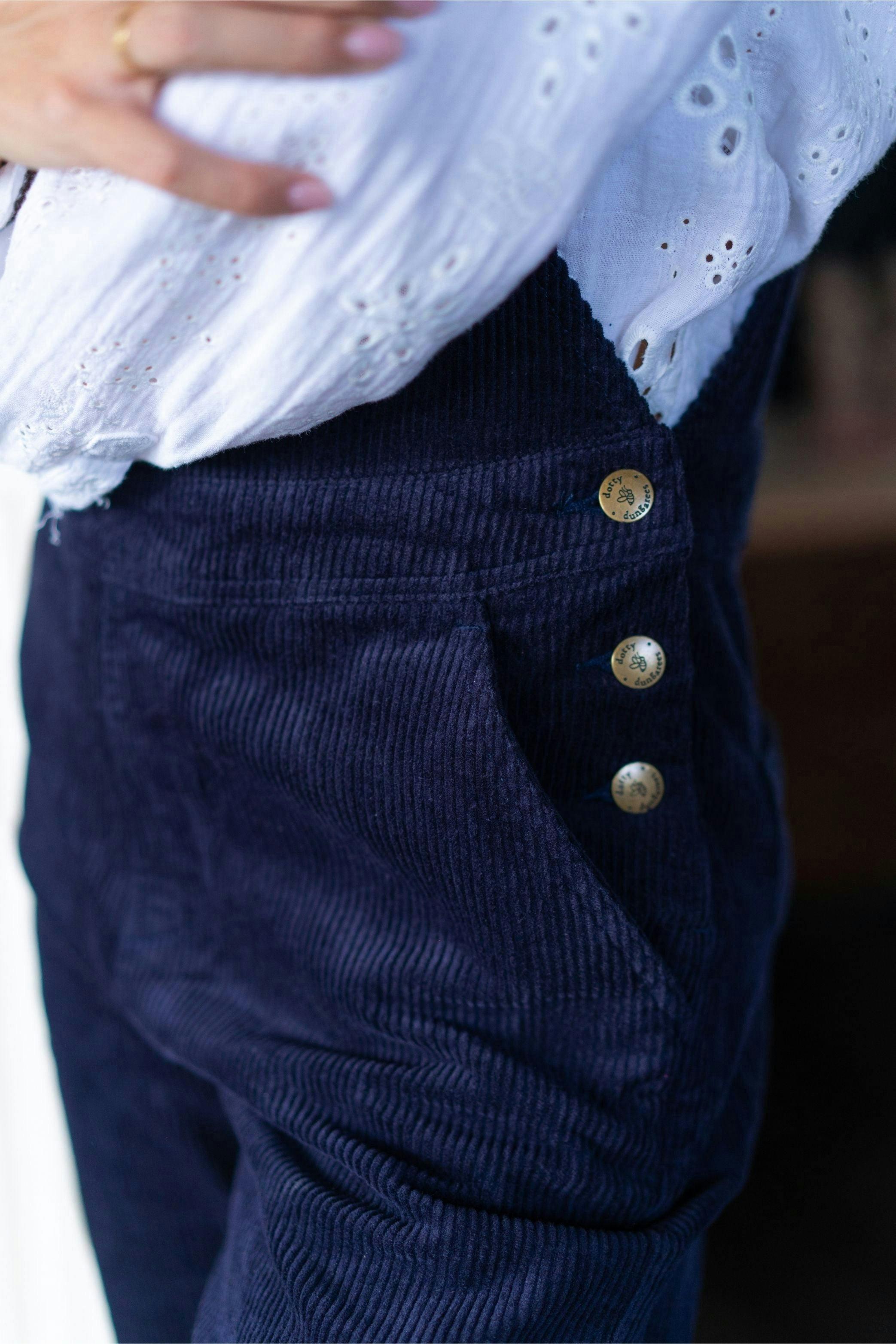 Adult Navy Chunky Cord Dungarees , view 6 of 6