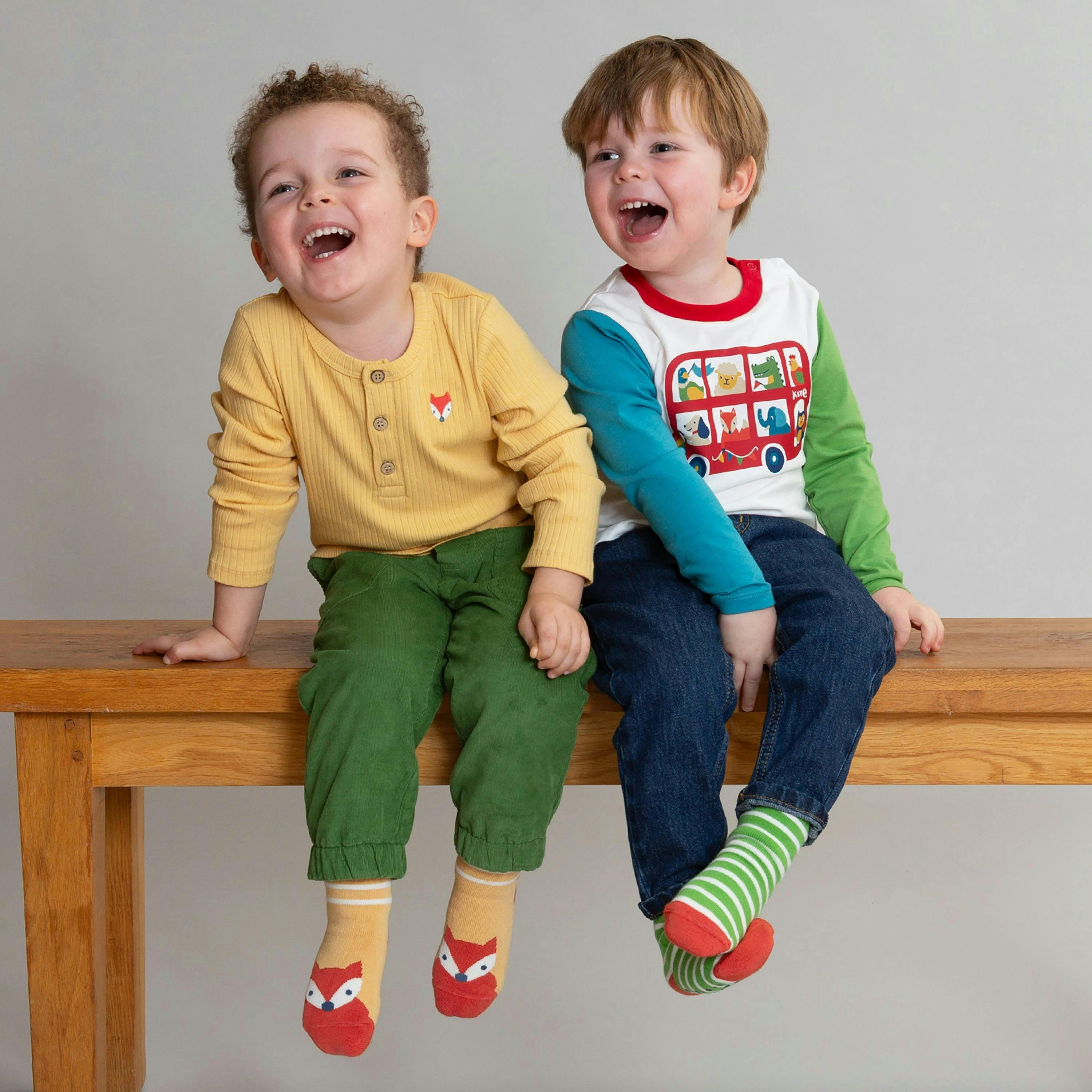 Kids Organic Clever Fox Grippy Socks , view 2 of 4