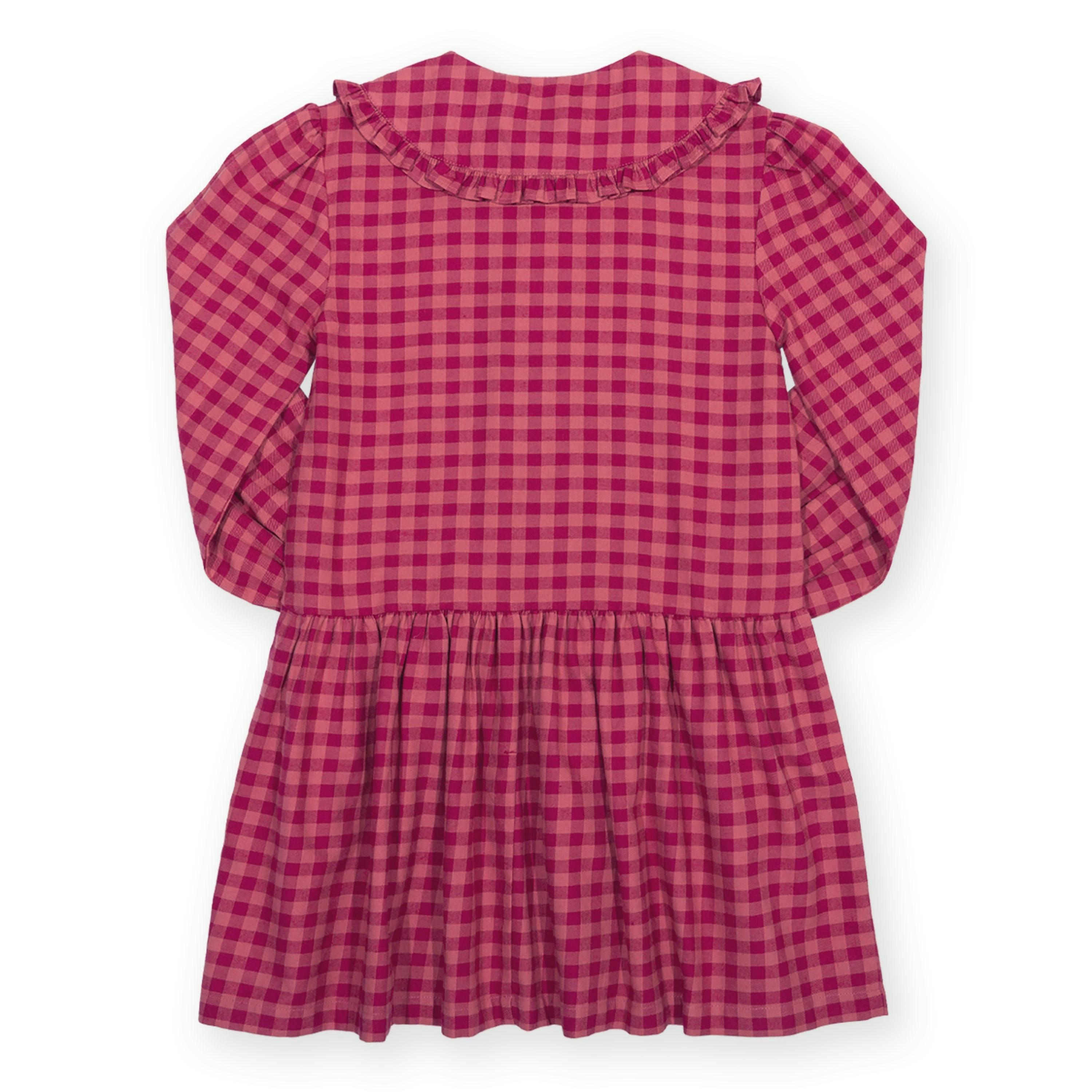 Kids Organic Damson Check Dress , view 5 of 5