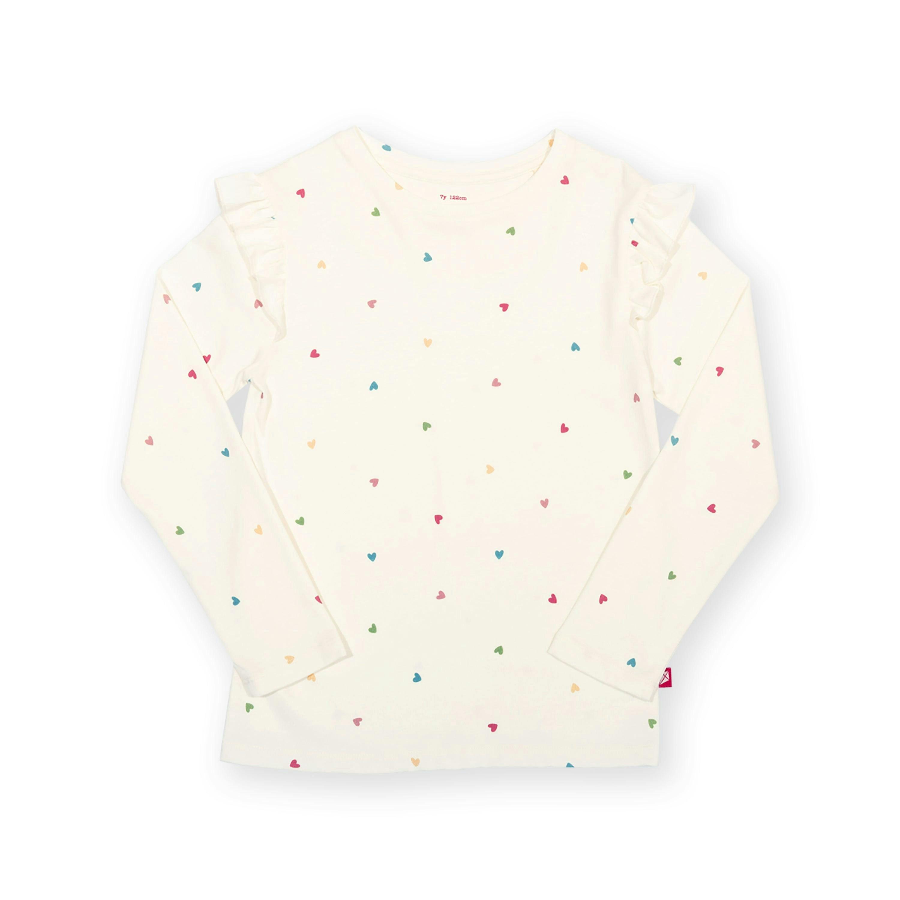 Kids Organic Little Hearts Frill T-Shirt , view 4 of 5