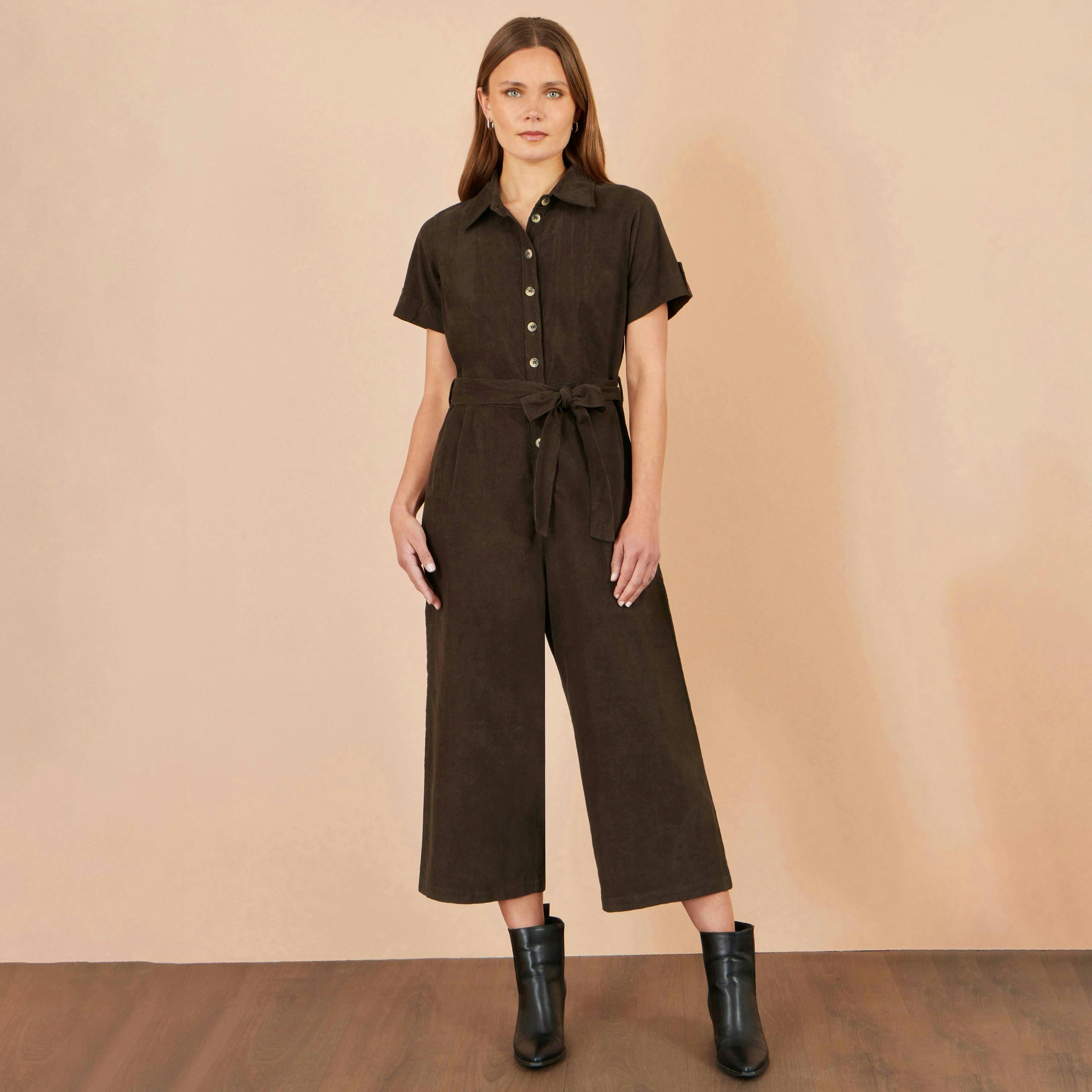 Yumi Brown Cord Relaxed Jumpsuit , view 2 of 4