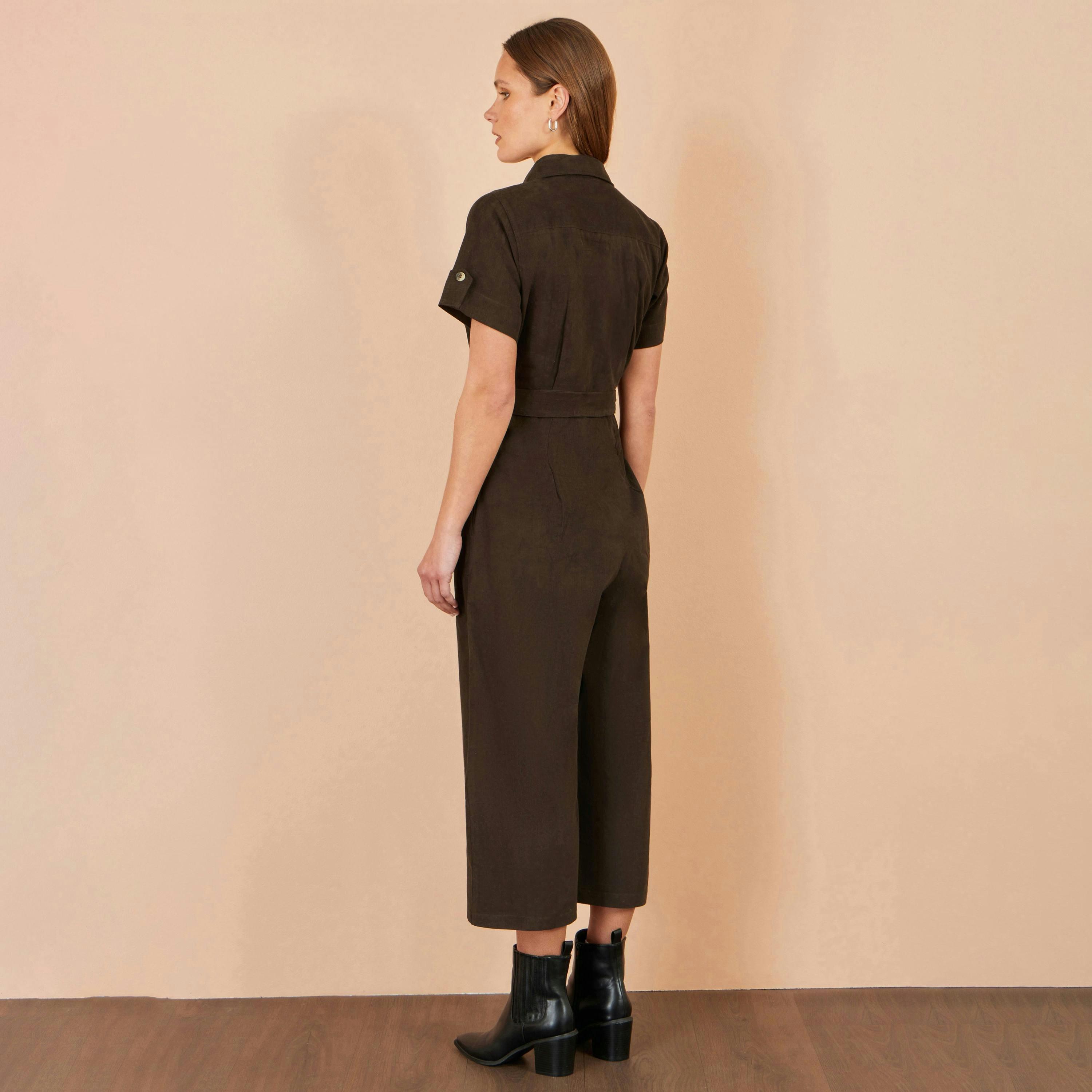 Yumi Brown Cord Relaxed Jumpsuit , view 3 of 4