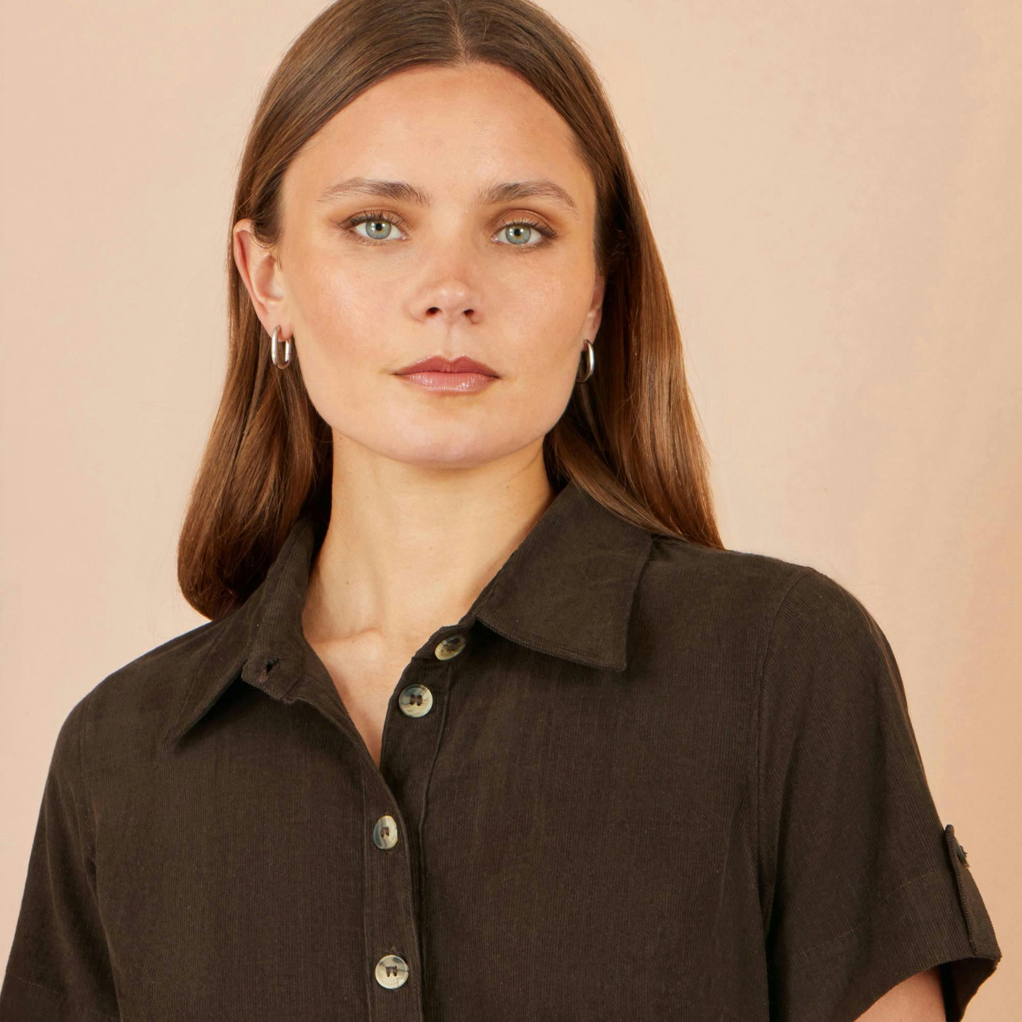 Yumi Brown Cord Relaxed Jumpsuit , view 4 of 4