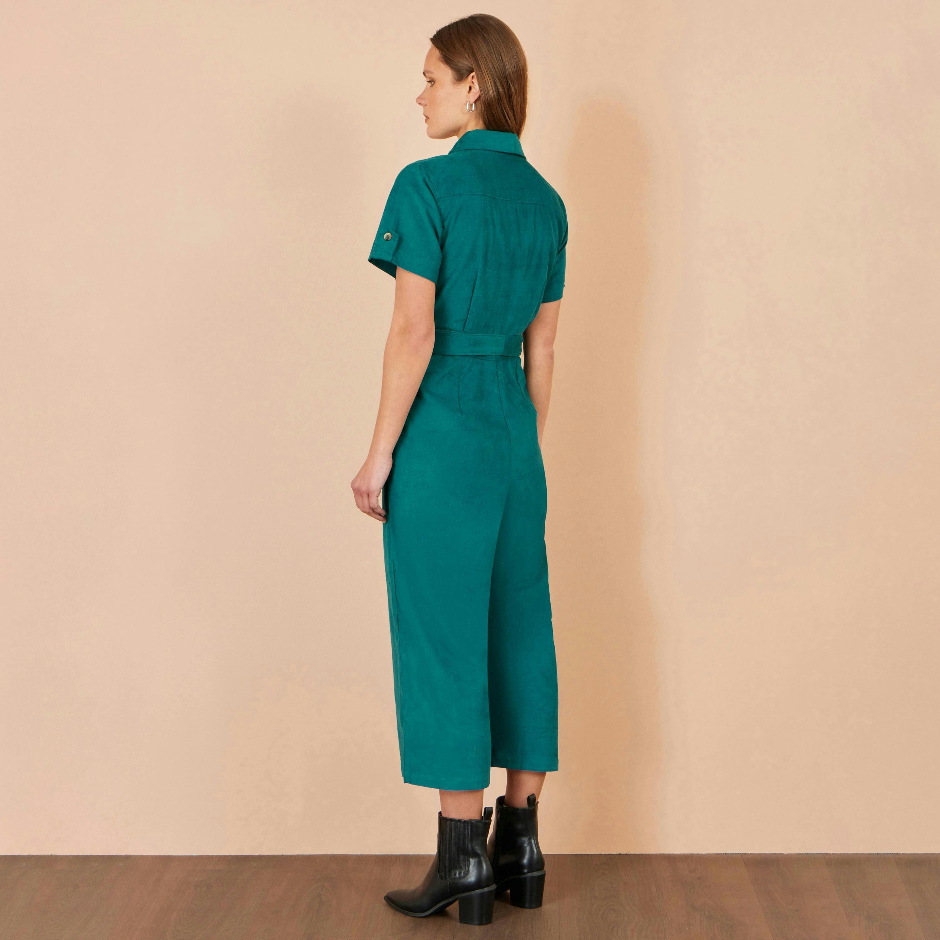 Yumi Teal Cord Relaxed Jumpsuit , view 3 of 4