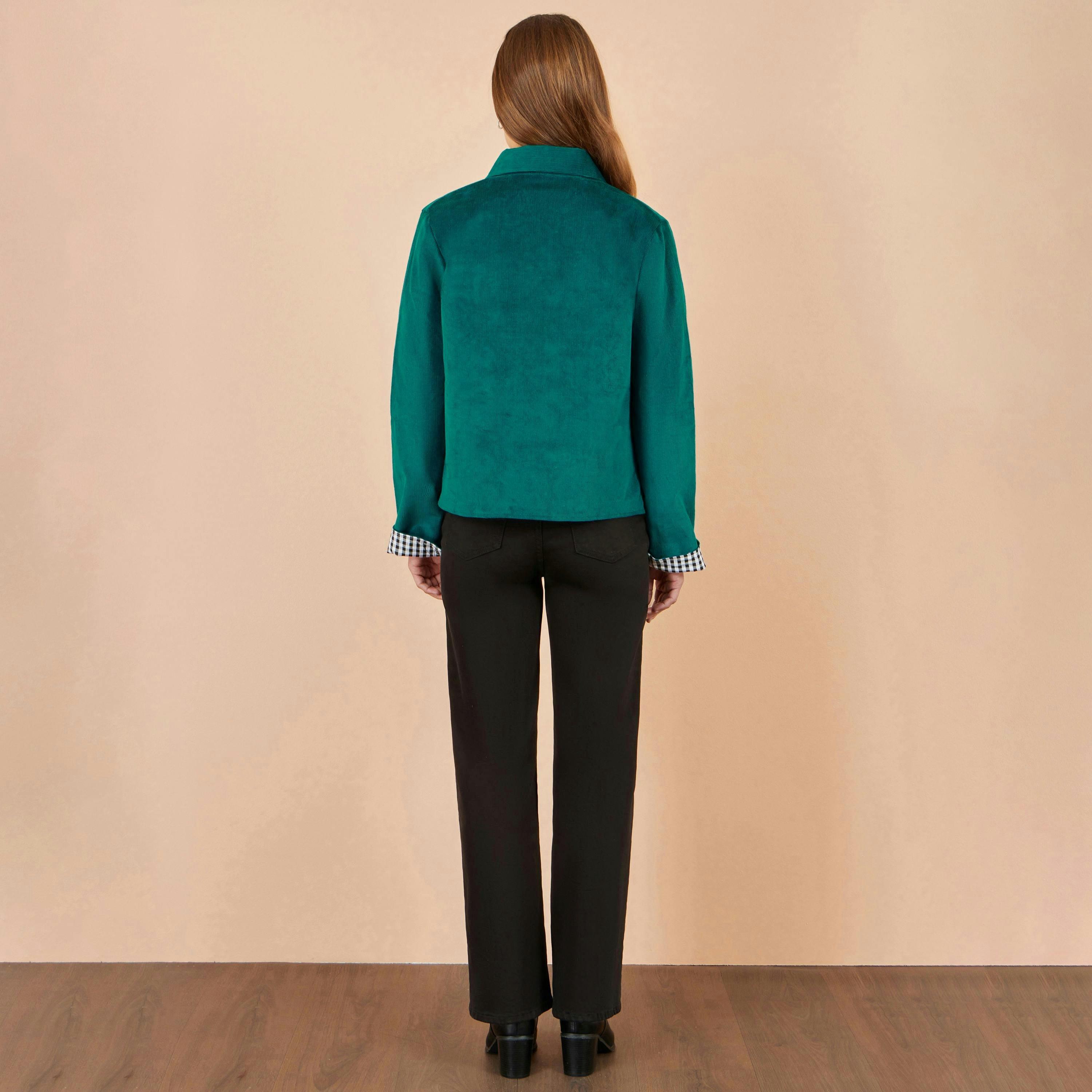 Yumi Teal Cord Reversible Gingham Jacket , view 5 of 5