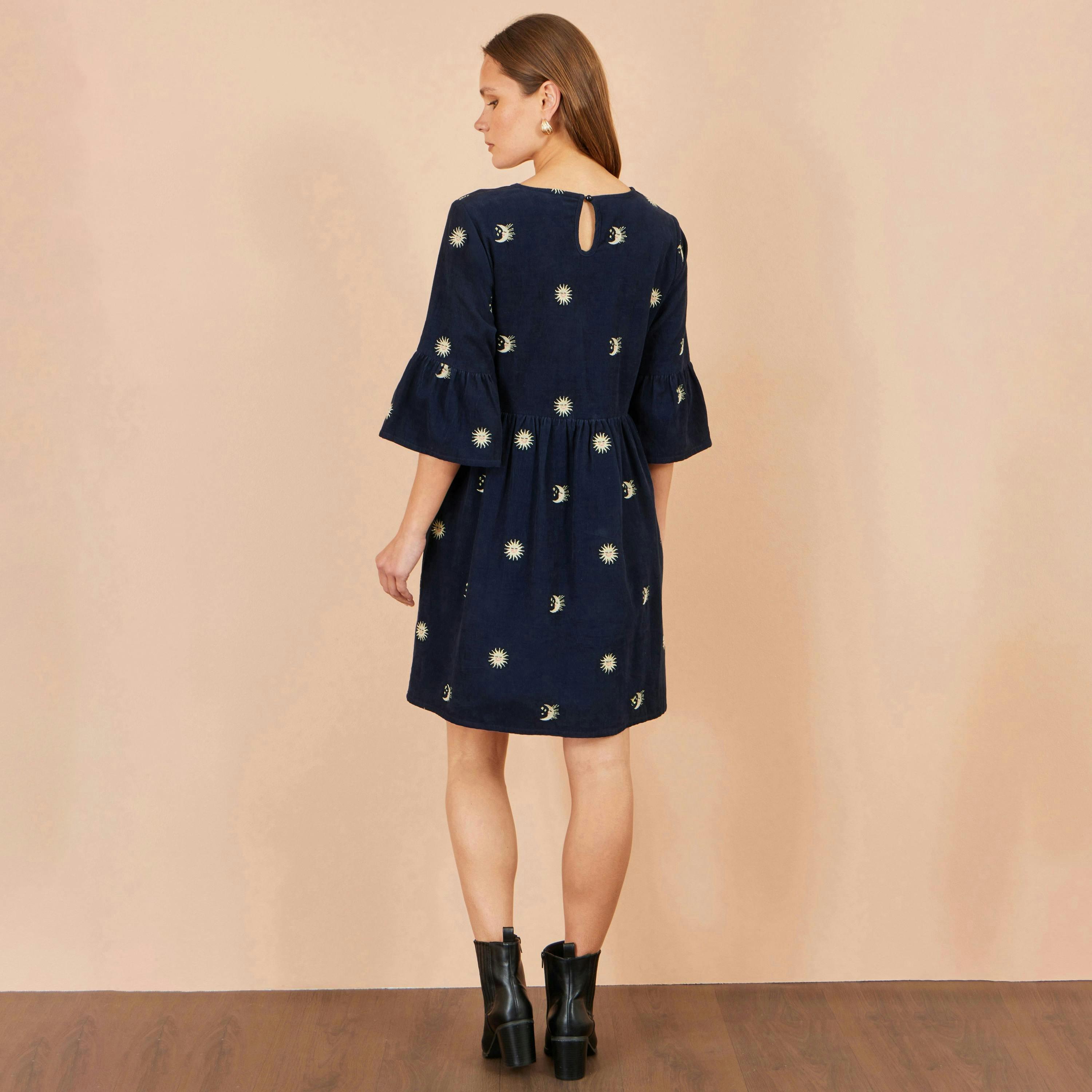 Yumi Navy Cosmic Embroidered Cord Tunic , view 3 of 4
