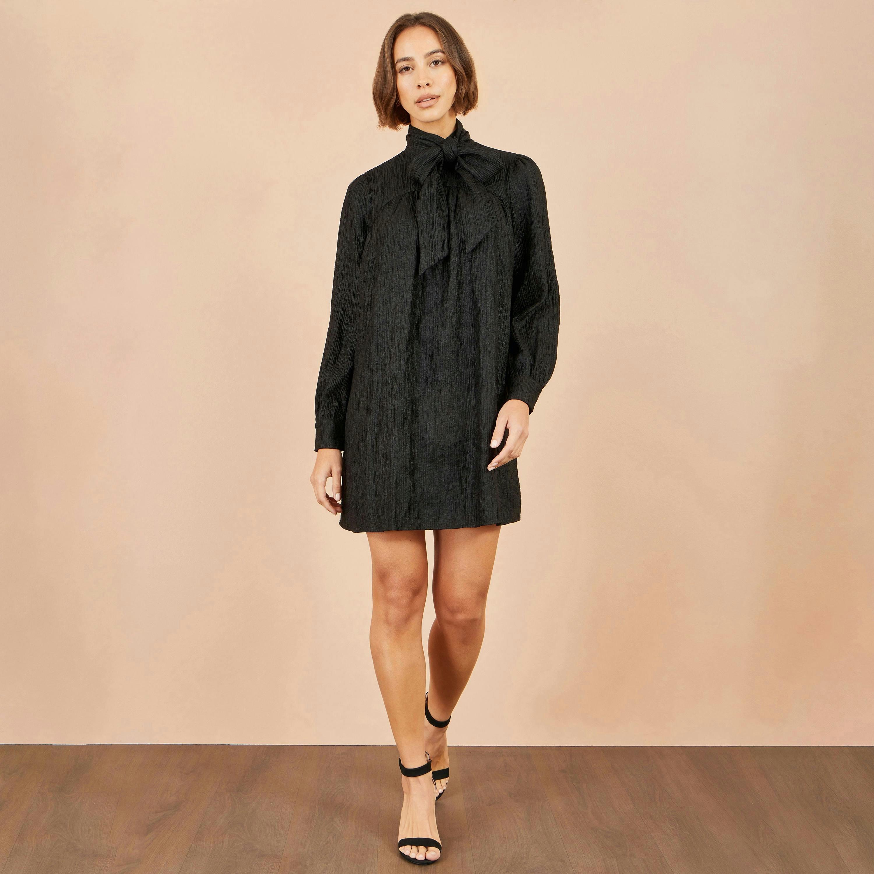 Yumi Black Scarf Tunic Dress , view 2 of 5