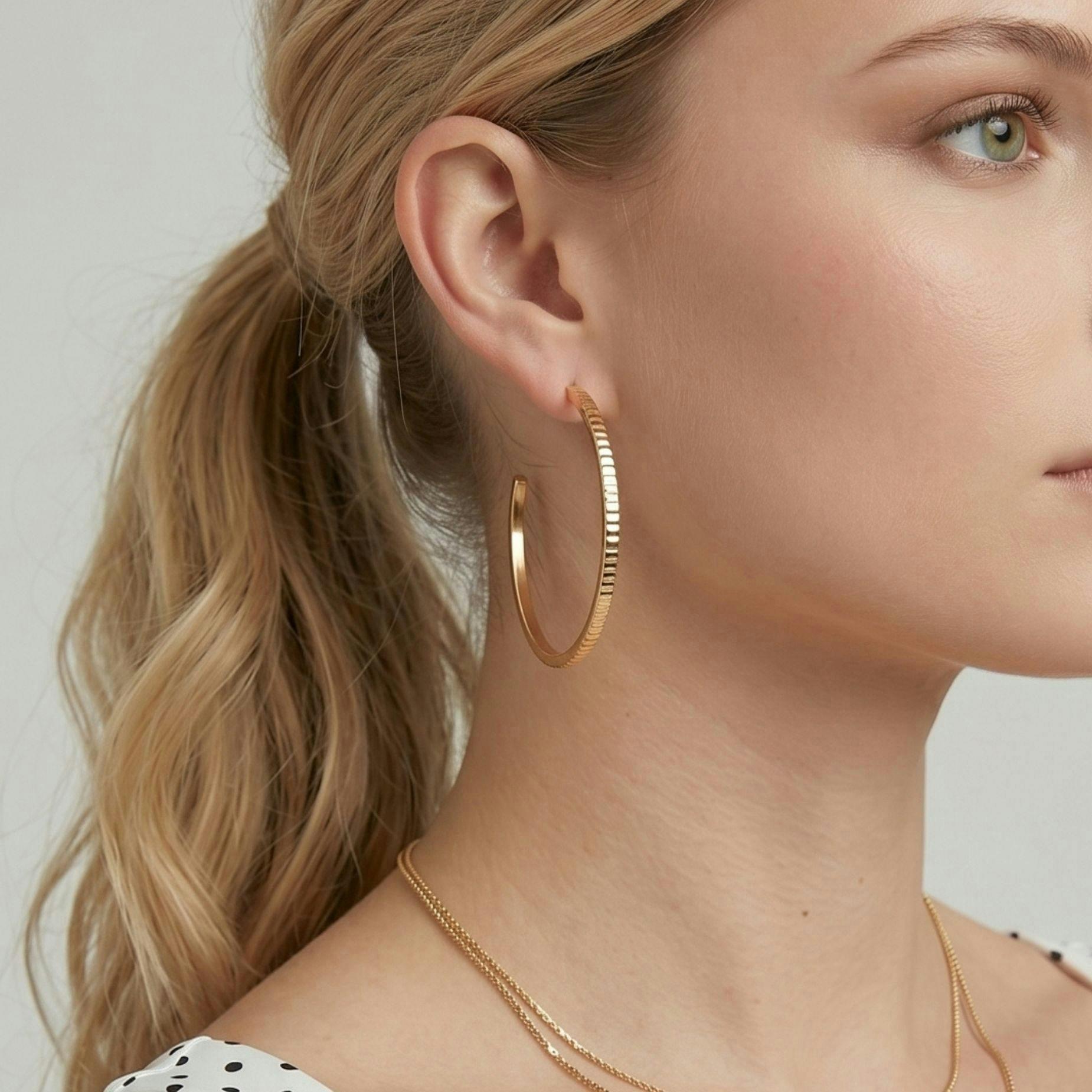 Shikaku Gold Hoop Earrings , view 2 of 6