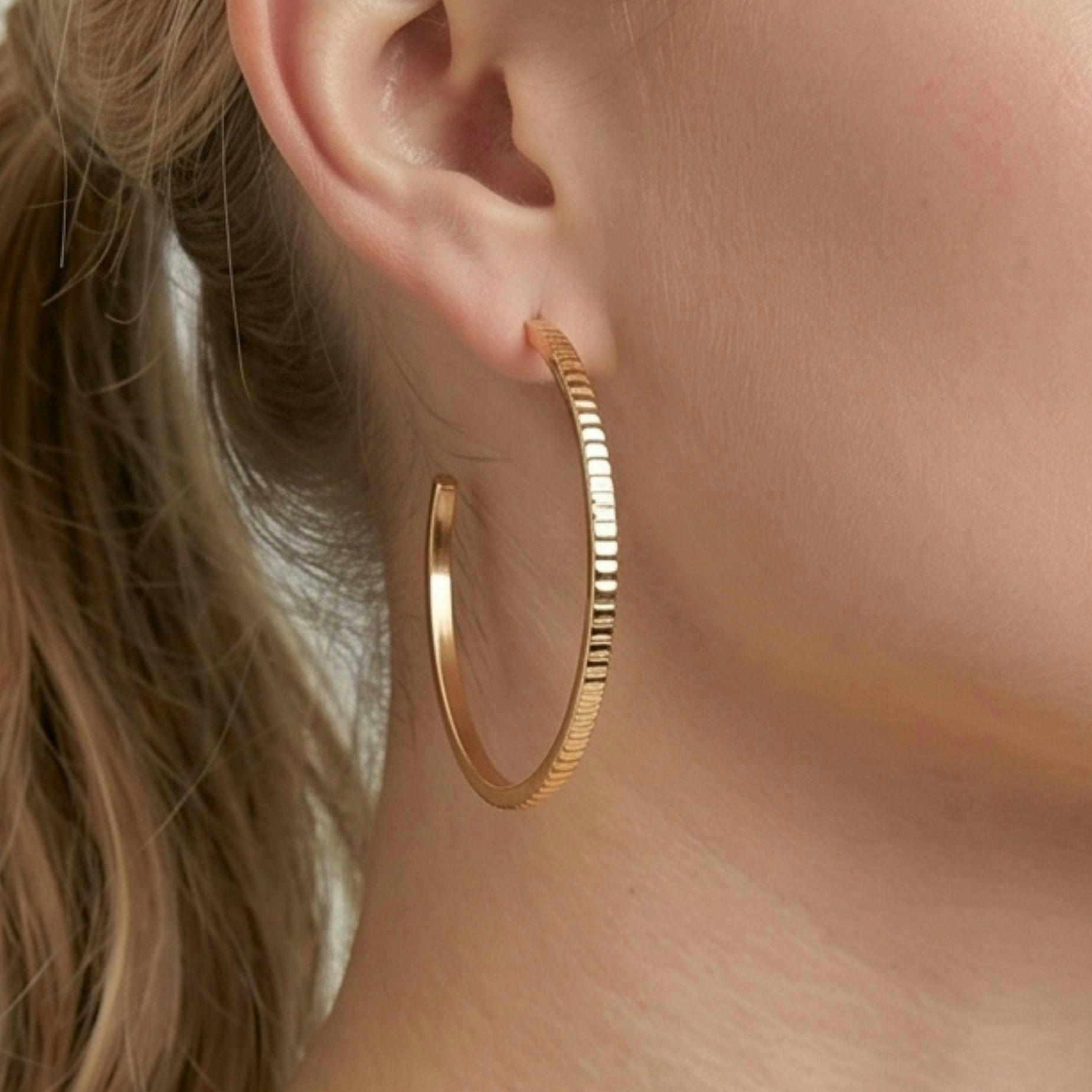 Shikaku Gold Hoop Earrings , view 4 of 6